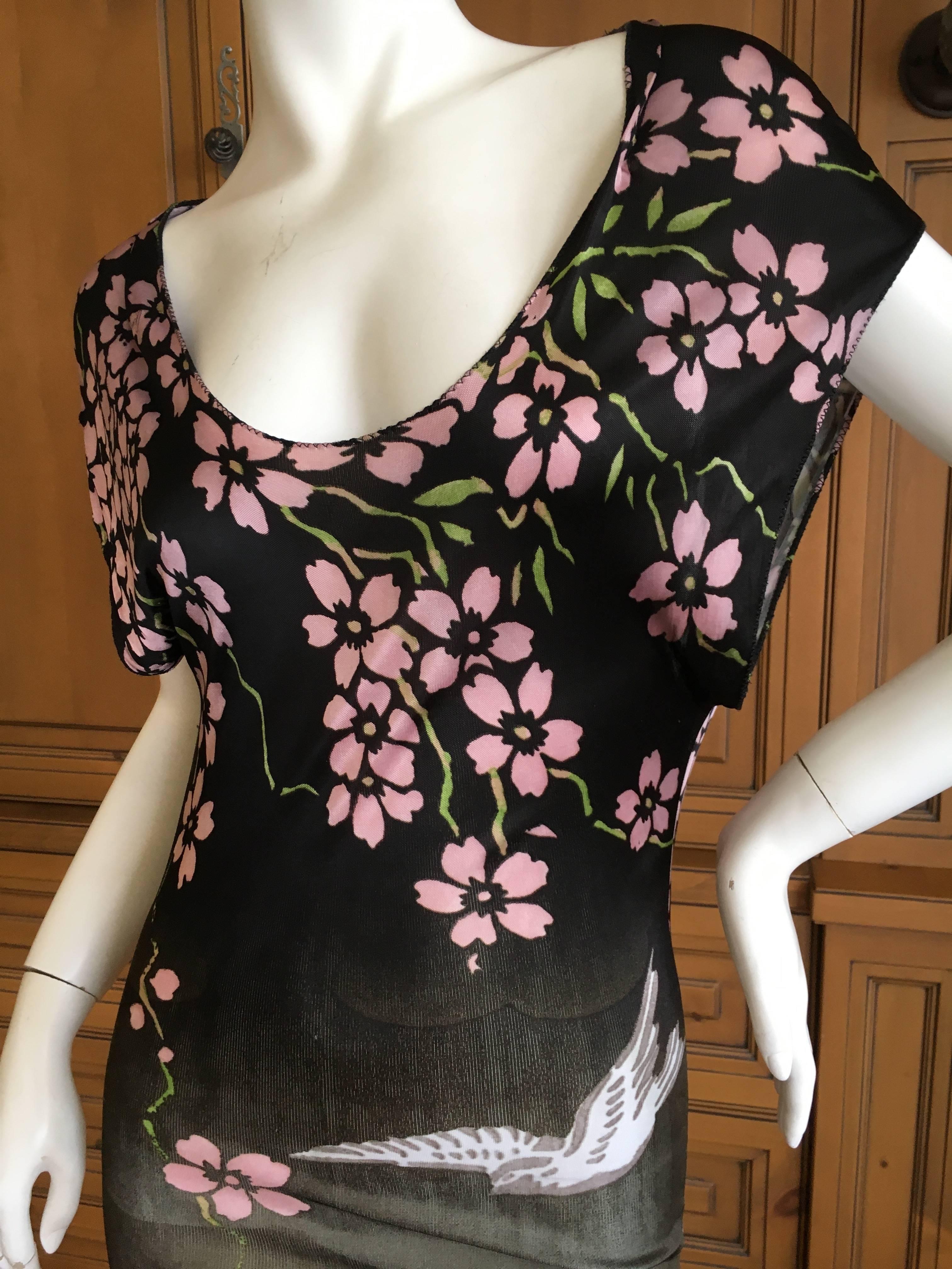 Gucci 2003  Tom Ford Japonaise Dogwood Blossom Mini Dress In Excellent Condition For Sale In Cloverdale, CA
