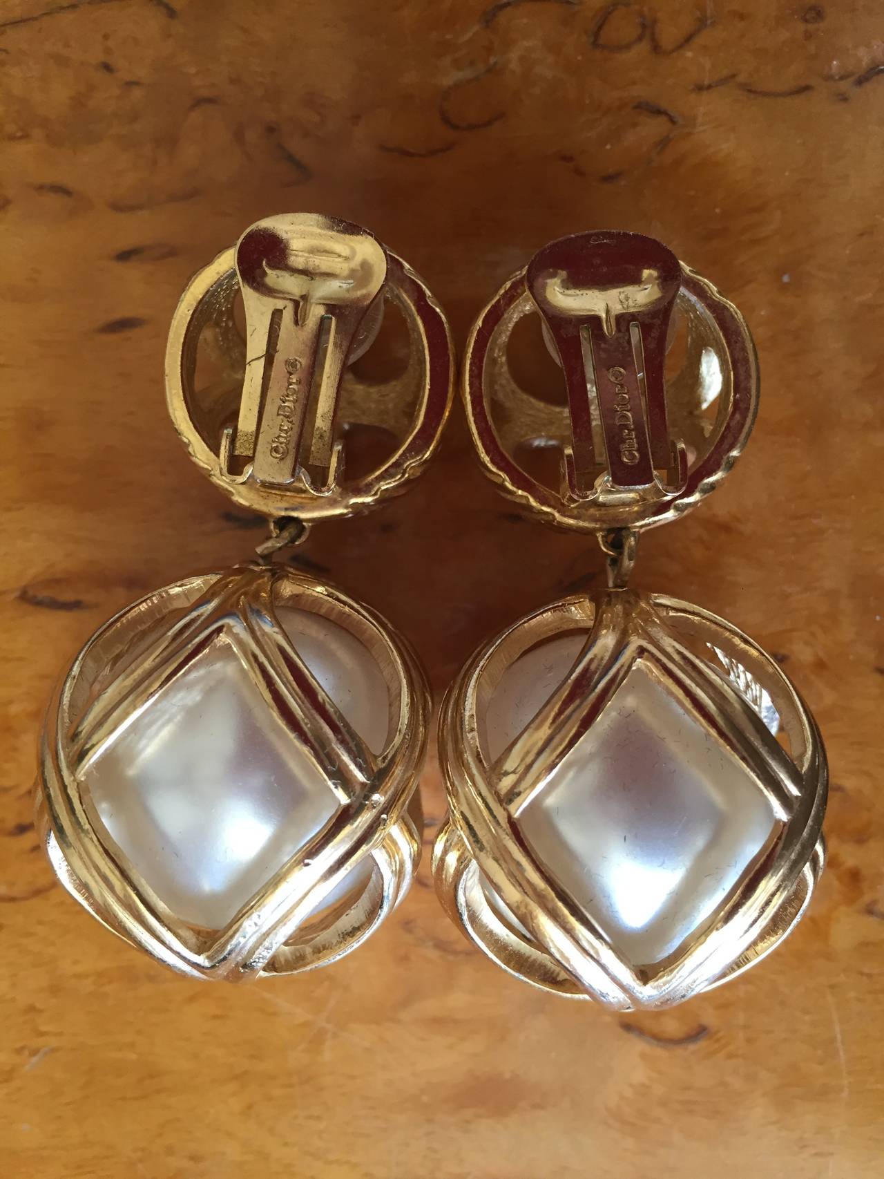 pearl cage earrings