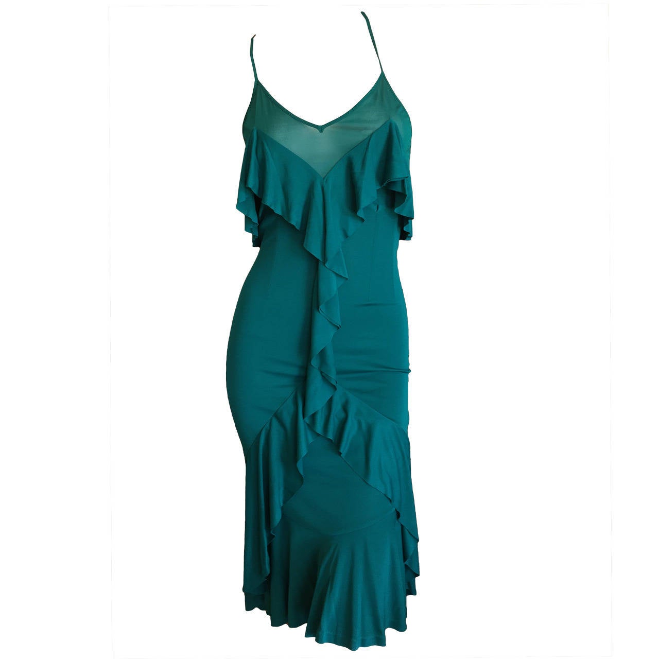 Yves Saint Laurent by Tom Ford 2002 Silk Ruffle Dress For Sale