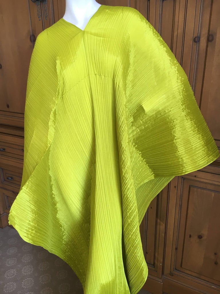 Issey Miyake Sculptural Neon Green Pleated Poncho by Issey Miyake ...