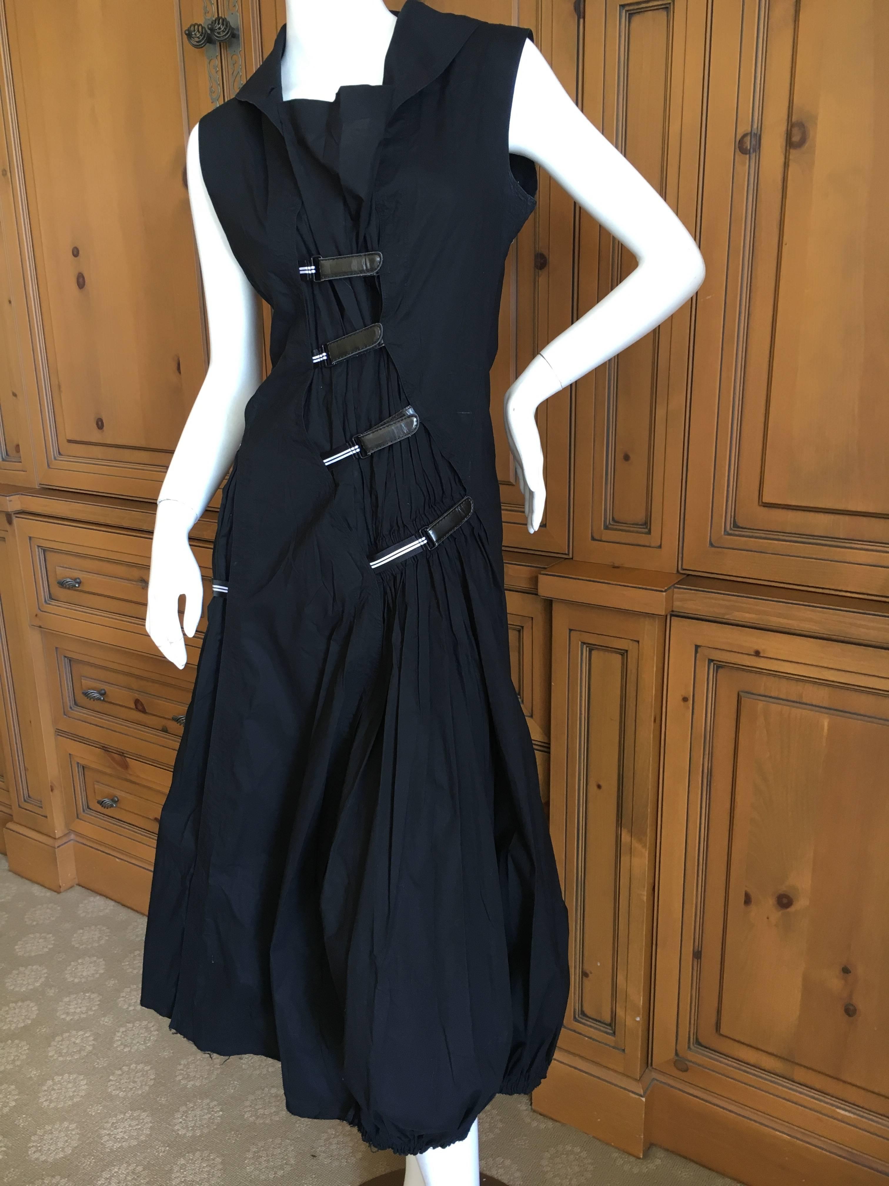 Issey Miyake Vintage Black Sleeveless Cotton Dress.
Unusual faux leather 