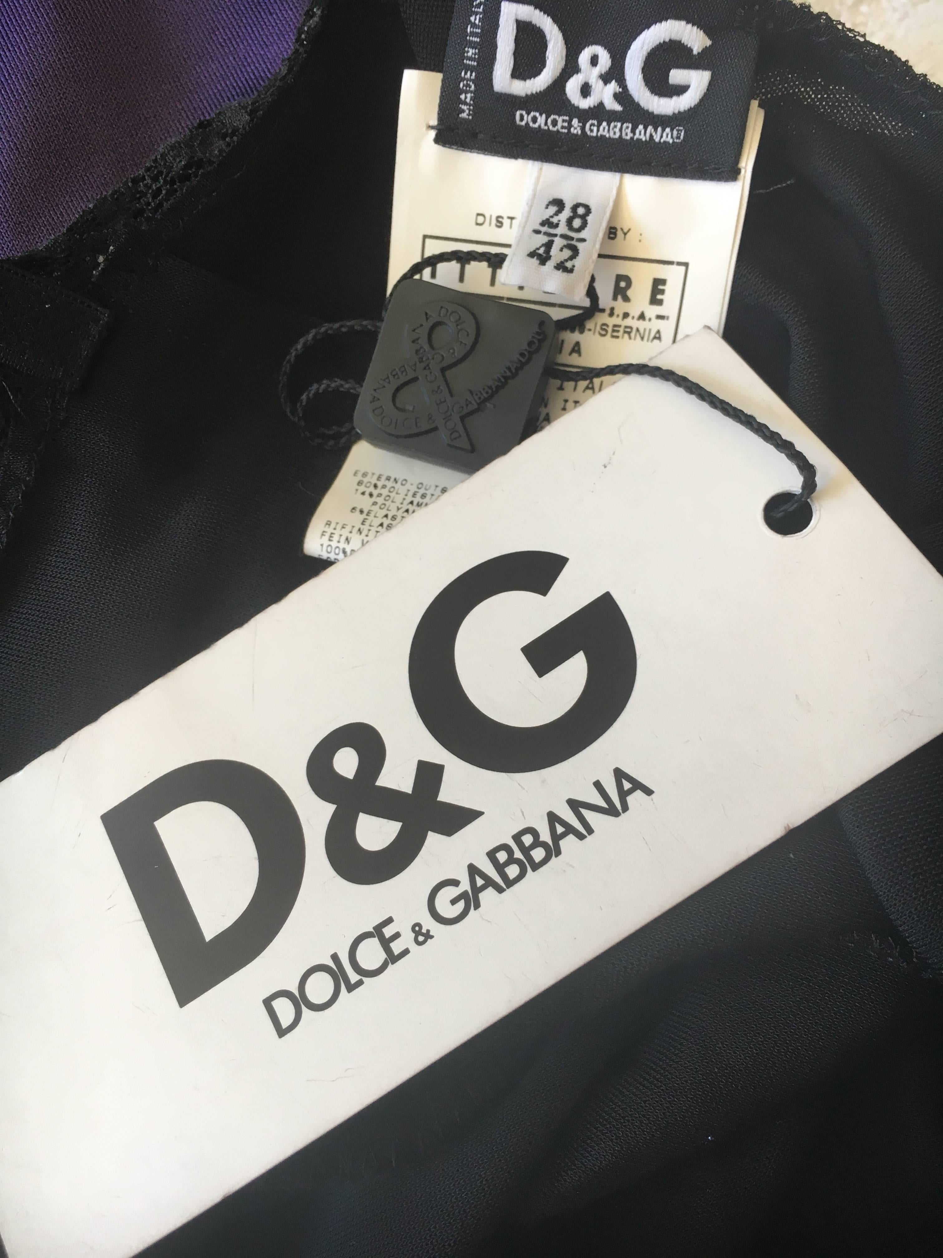 D&G Dolce & Gabbana Vintage Lace Overlay Sheer Little Black Cocktail Dress 6