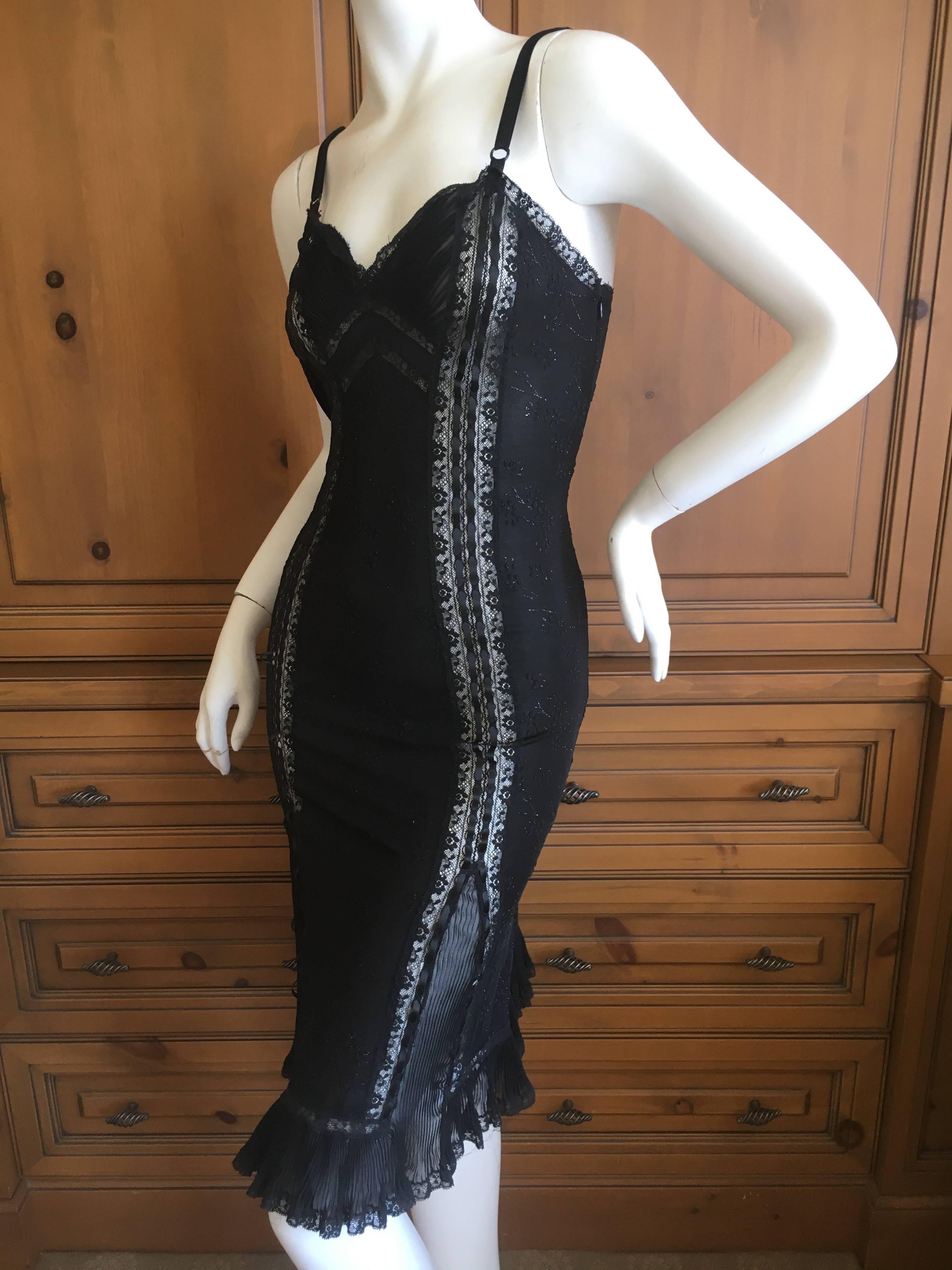 D&G Dolce & Gabbana Vintage Lace Overlay Sheer Little Black Cocktail Dress 3