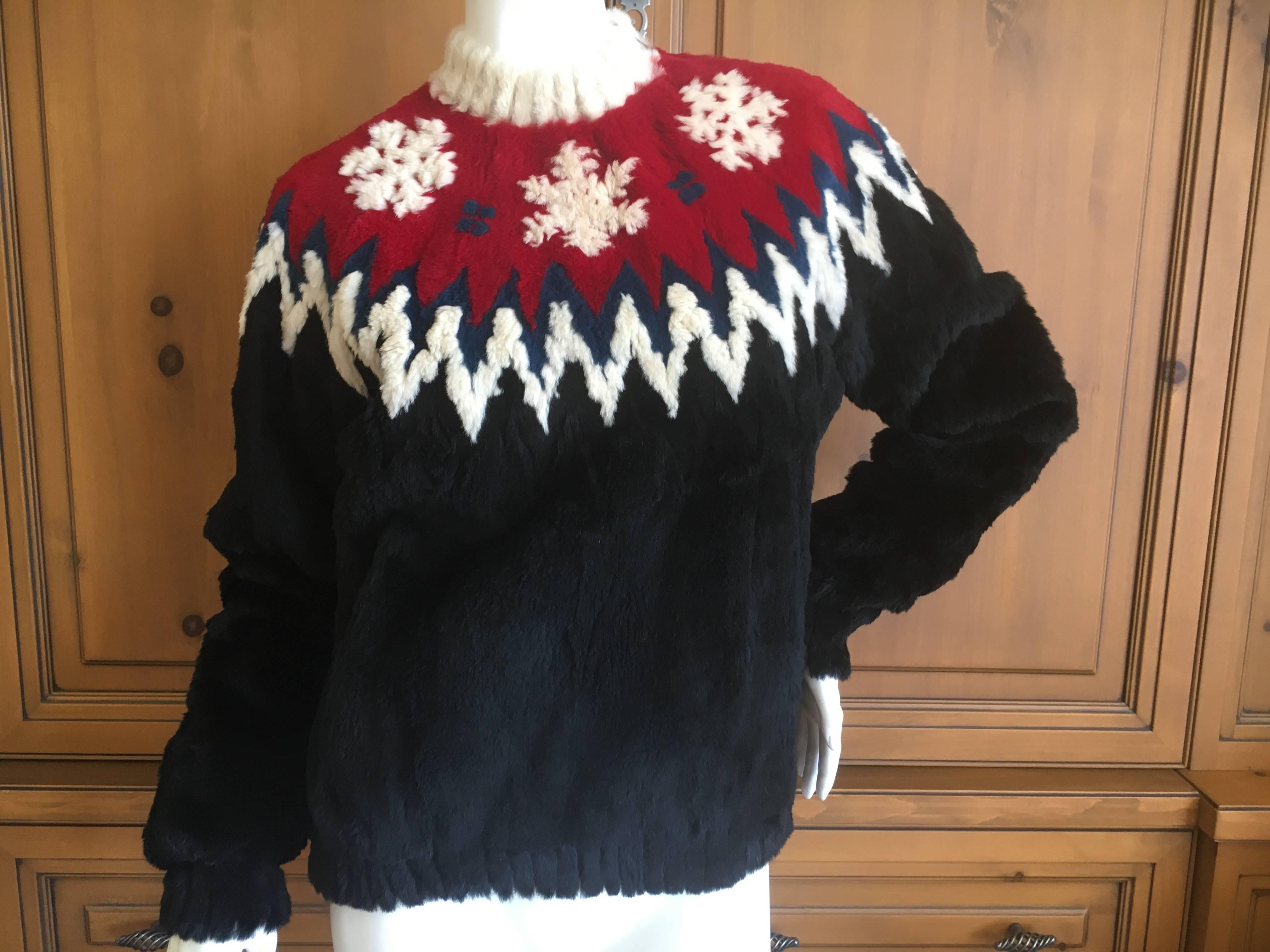 Jean Paul Gaultier Fourrure Fur Nordic Sweater New with Tags In New Condition For Sale In Cloverdale, CA