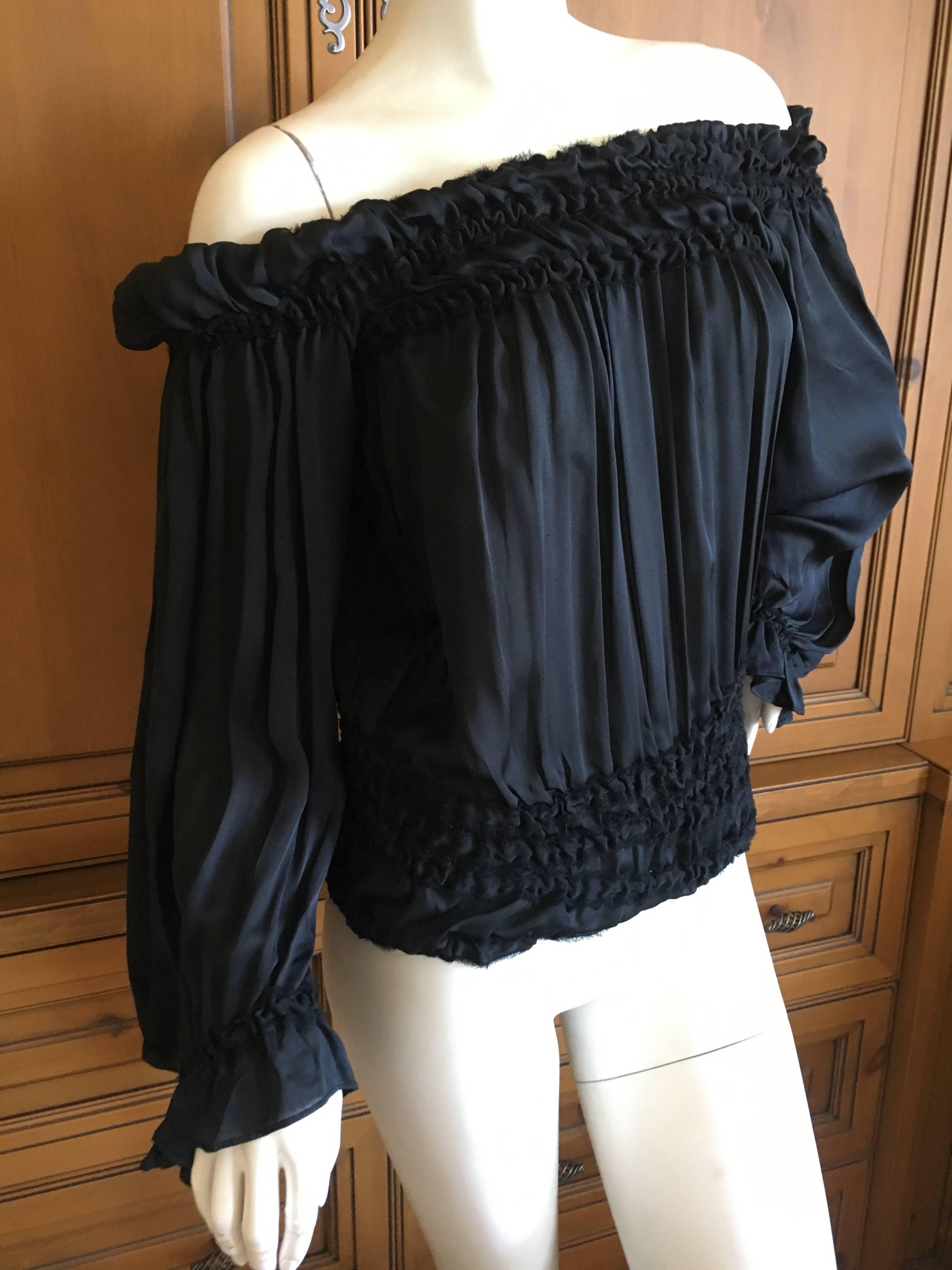 Yves Saint Laurent Tom Ford Silk Off the Shoulder Peasant Blouse Tom Ford Book In Excellent Condition In Cloverdale, CA