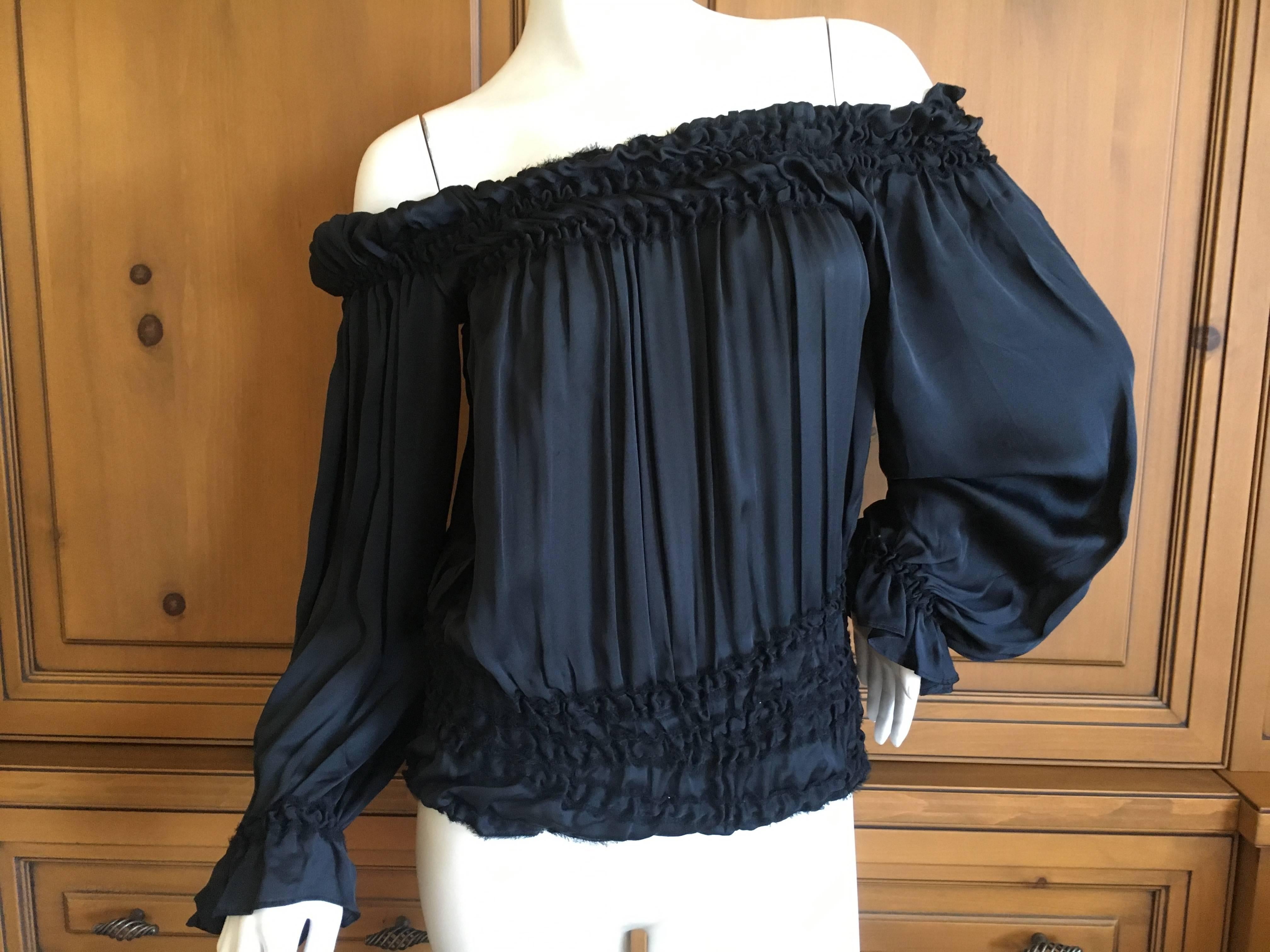 Yves Saint Laurent Tom Ford Silk Off the Shoulder Peasant Blouse Tom Ford Book 1