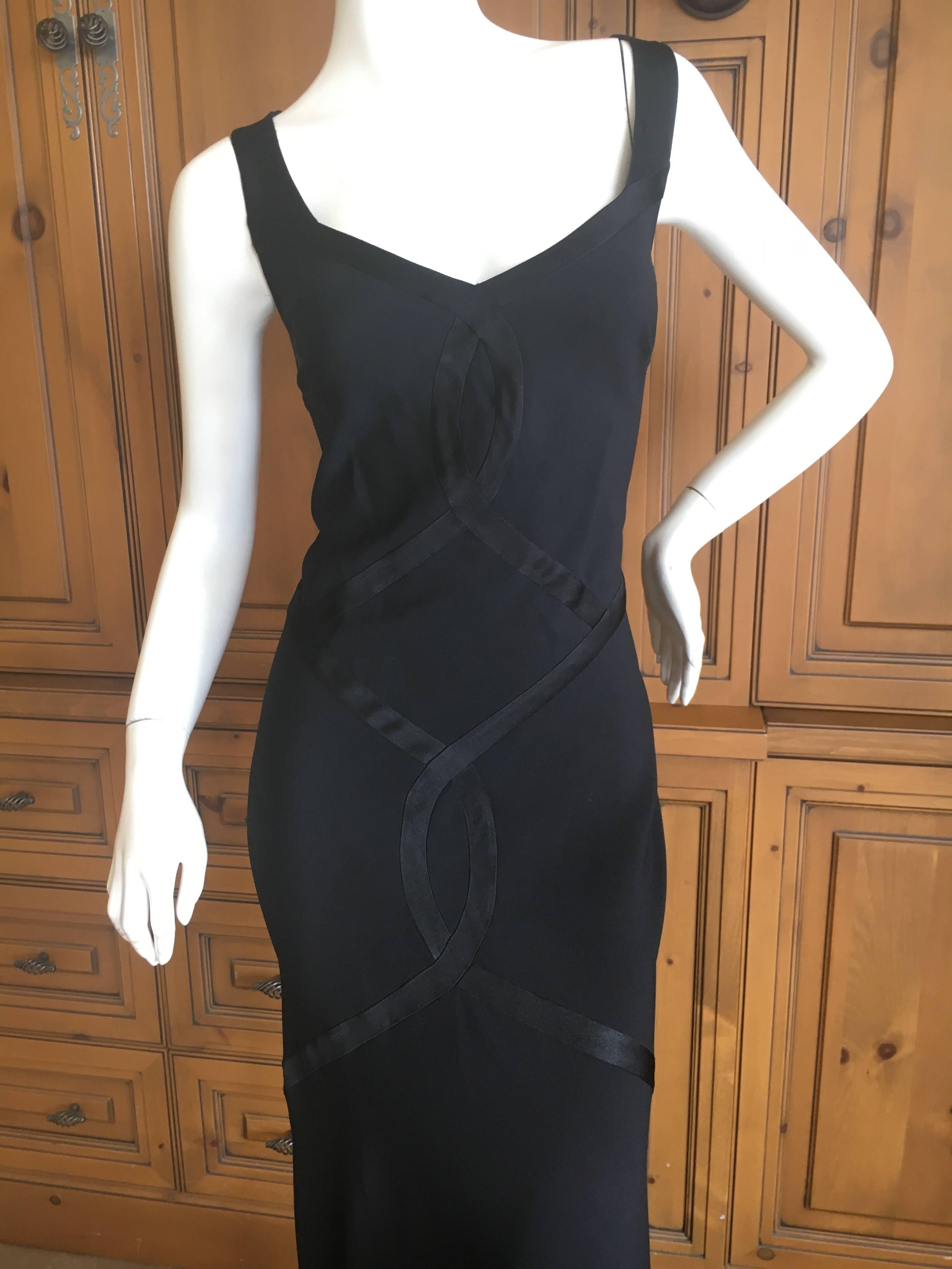 John Galliano 2001 Black Bias Cut Evening Dress with Train New with Tags Size 46 In Excellent Condition For Sale In Cloverdale, CA