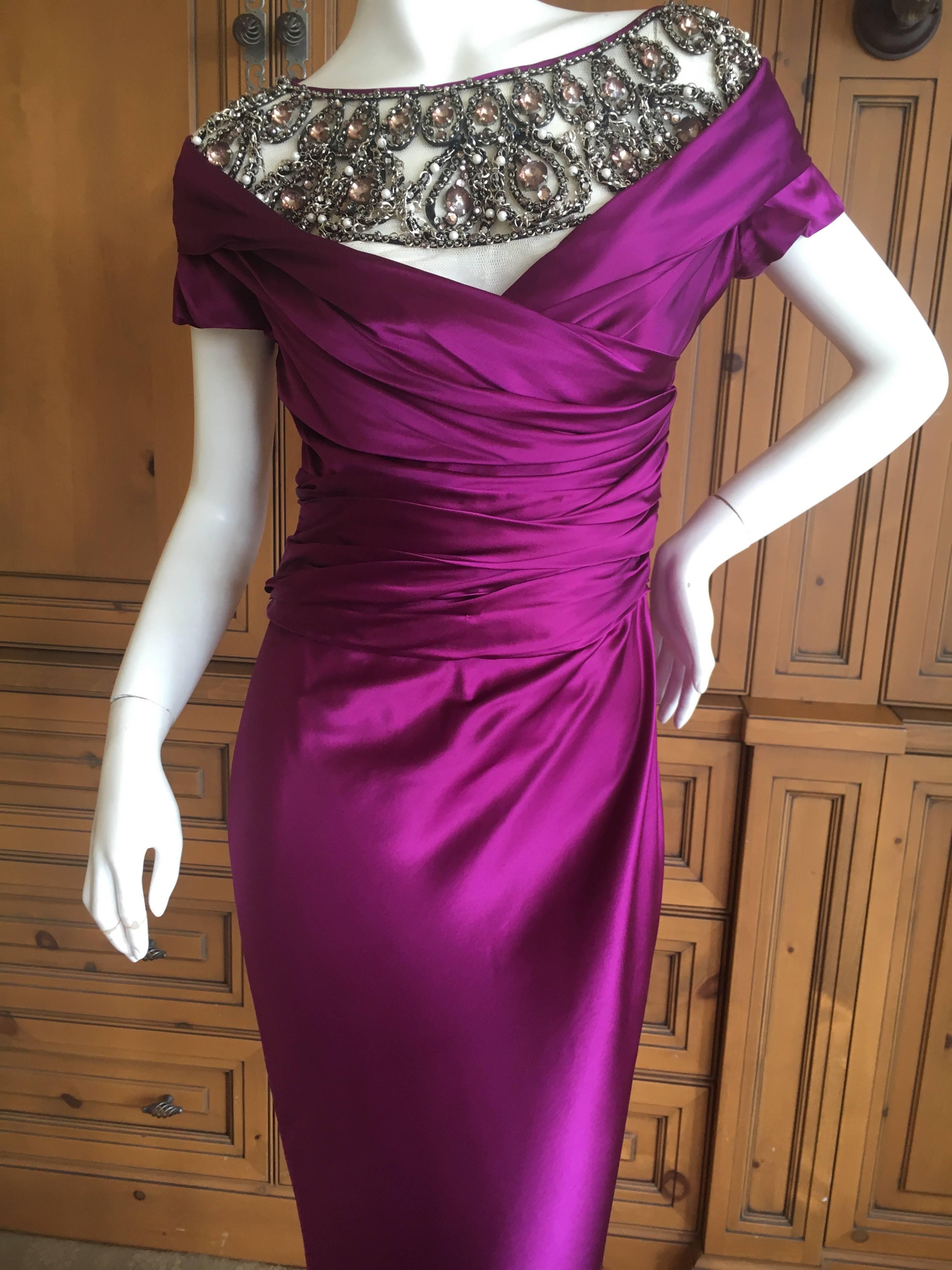 Purple Moschino Violett Evening Dress with Extravagant Jeweled Collar