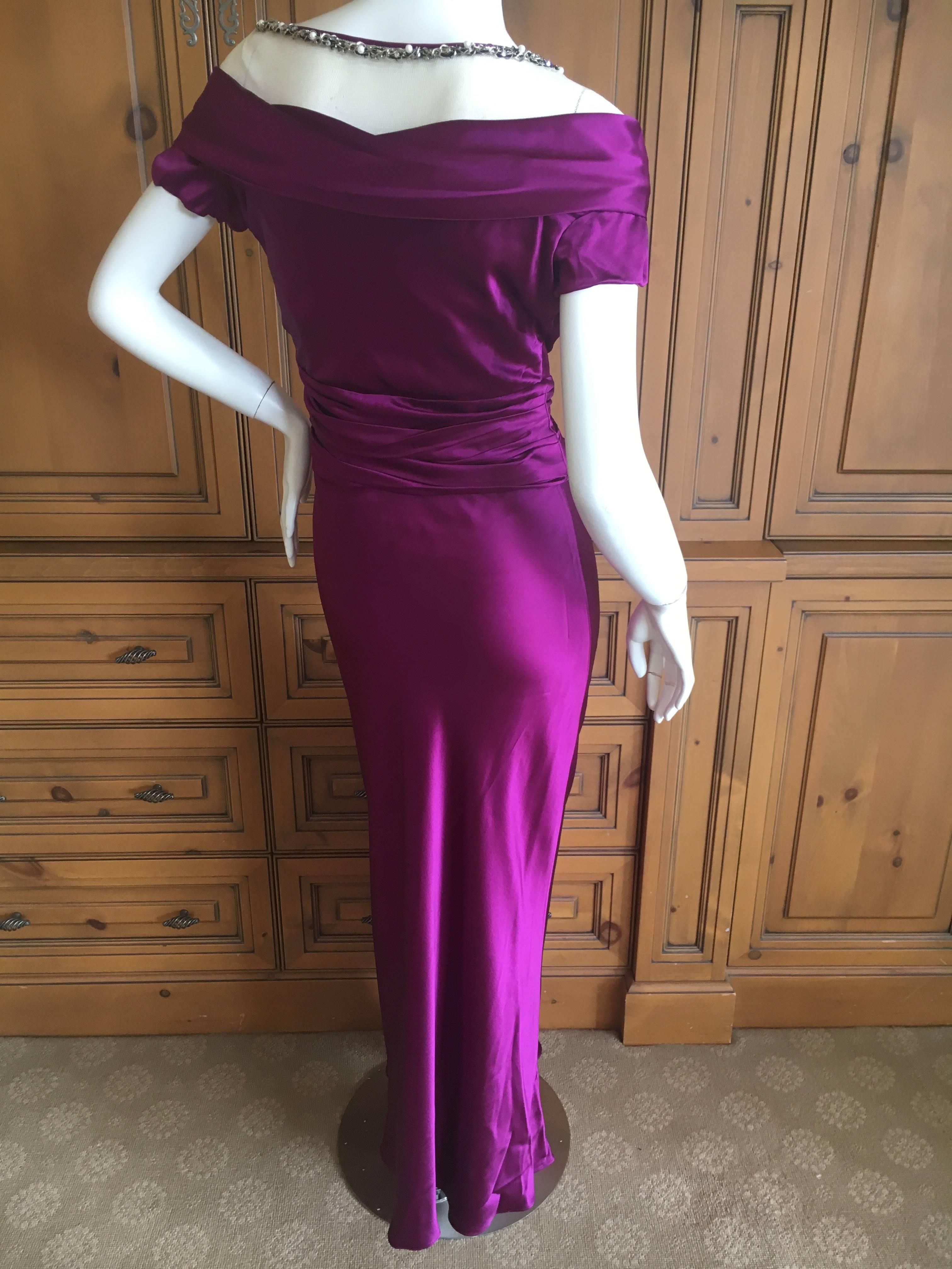 Moschino Violett Evening Dress with Extravagant Jeweled Collar In Excellent Condition In Cloverdale, CA