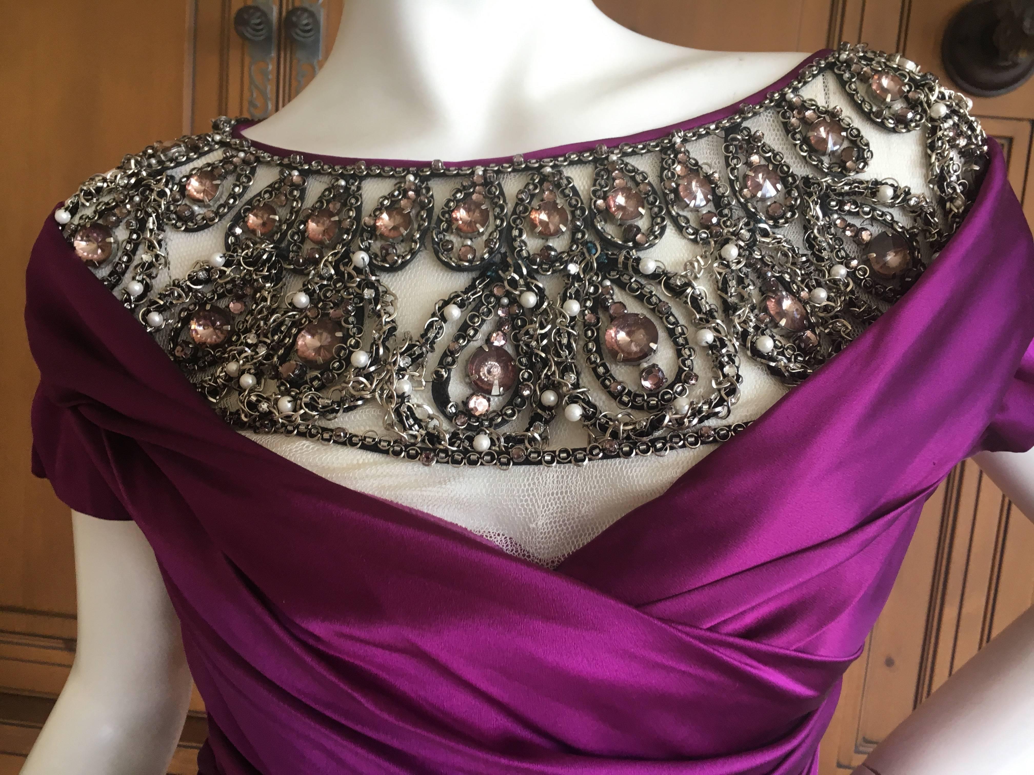 Moschino Violett Evening Dress with Extravagant Jeweled Collar 2
