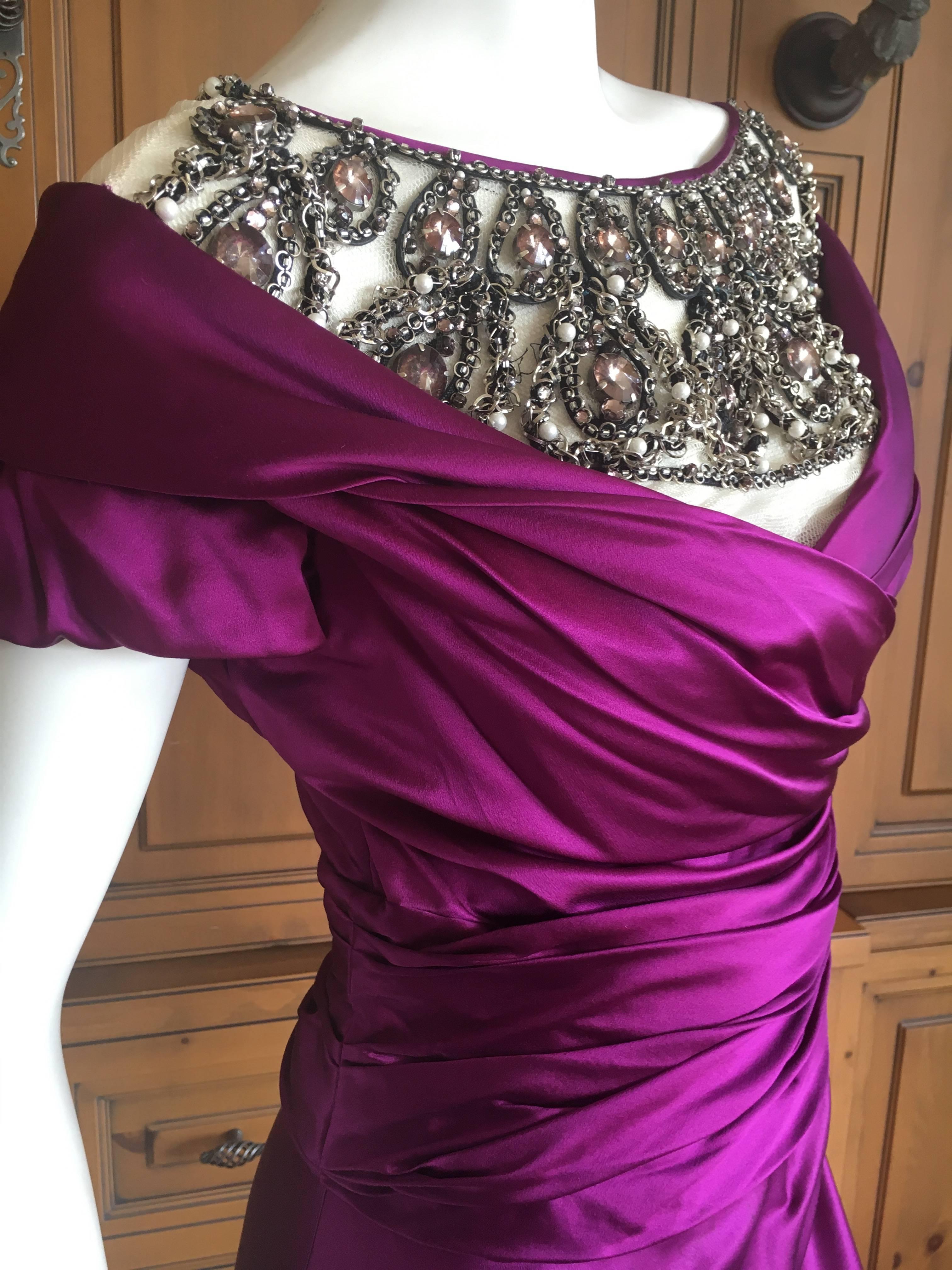 Moschino Violett Evening Dress with Extravagant Jeweled Collar 3