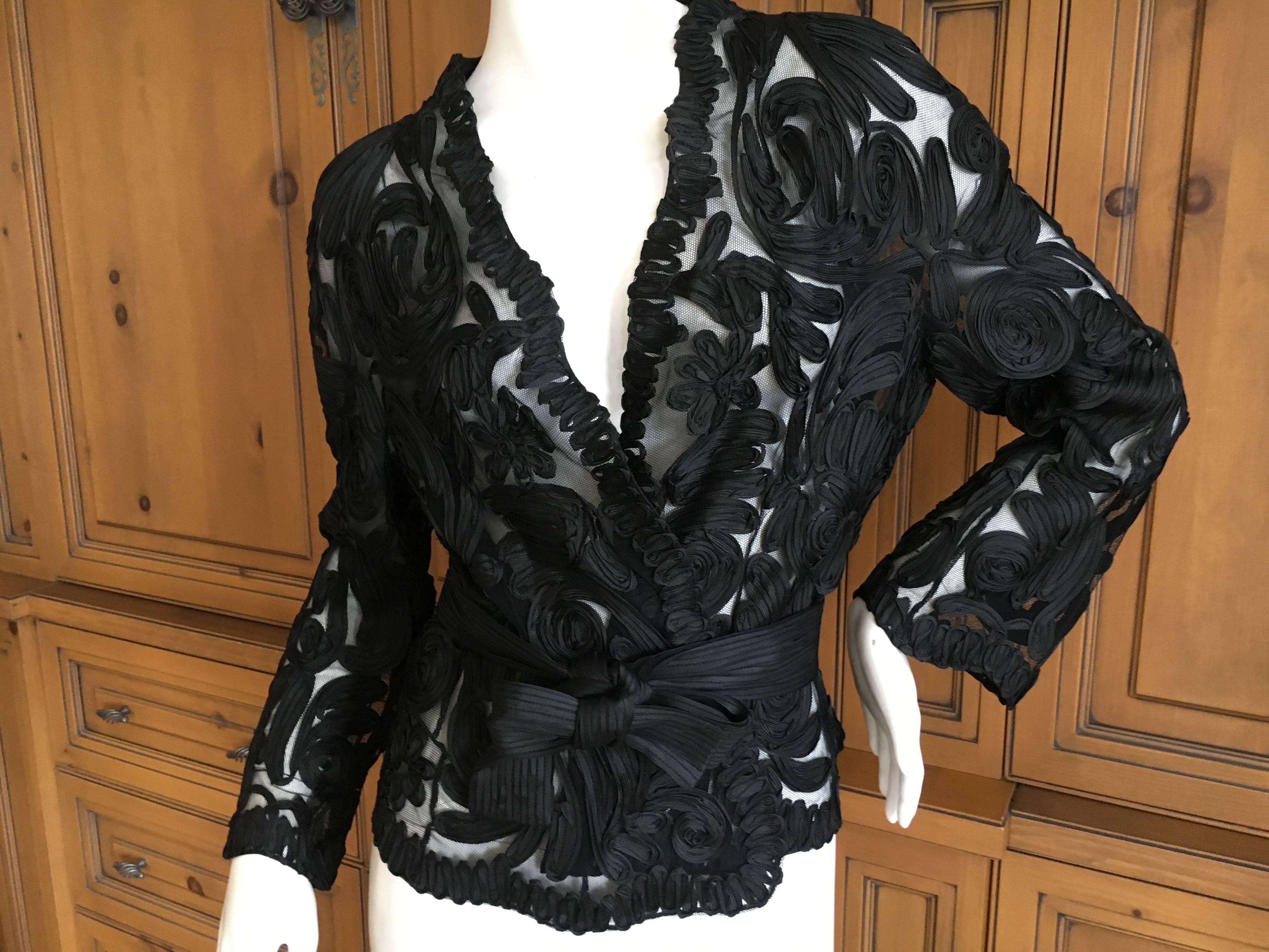 Christian Dior by John Galliano Sheer Black Jacket with Soutache Details.
New with tags, from the Urban Glamour Collection.
Size 42
Bust 42