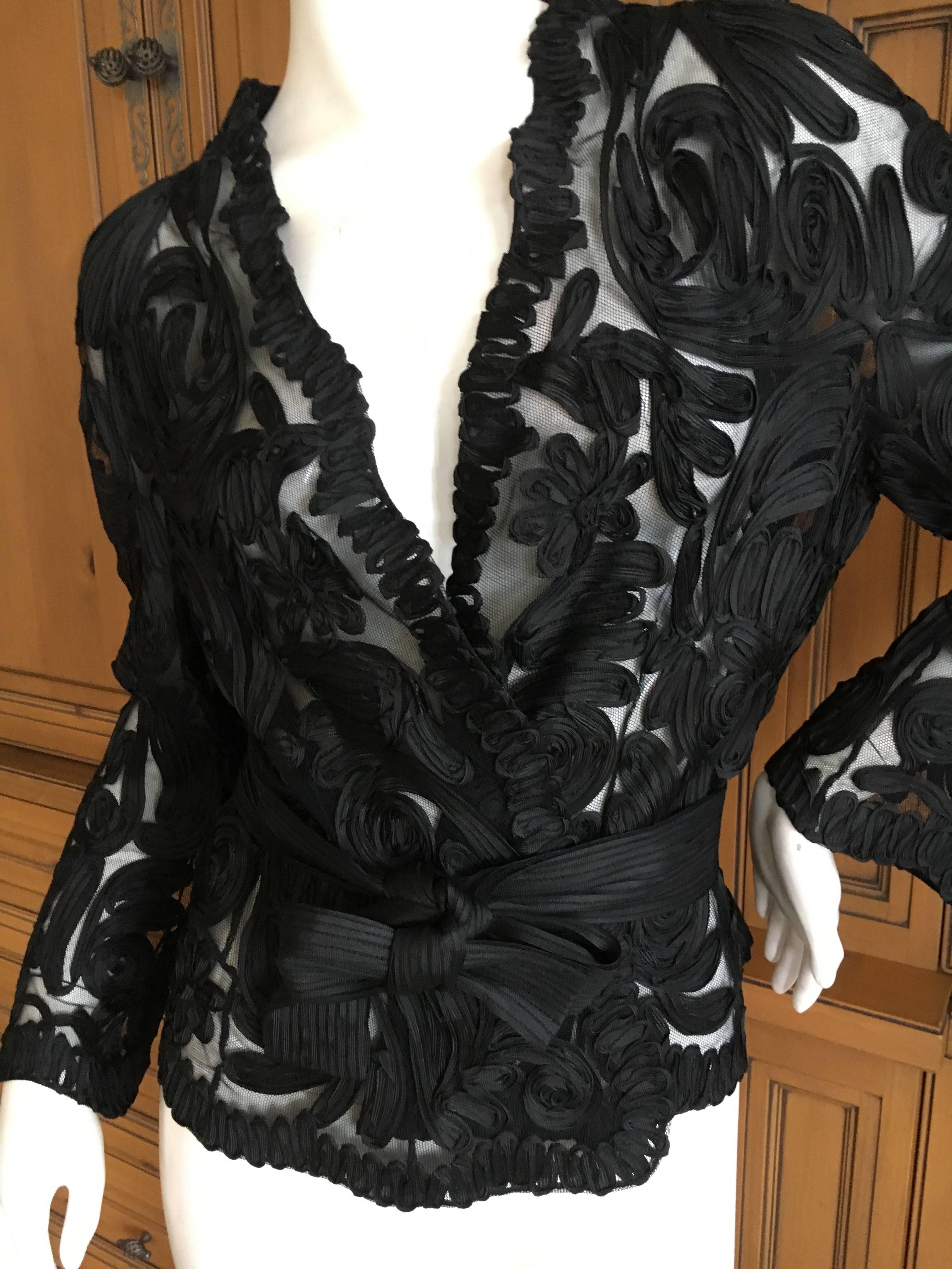 Christian Dior by John Galliano Sheer Black Jacket with Soutache Details In New Condition In Cloverdale, CA