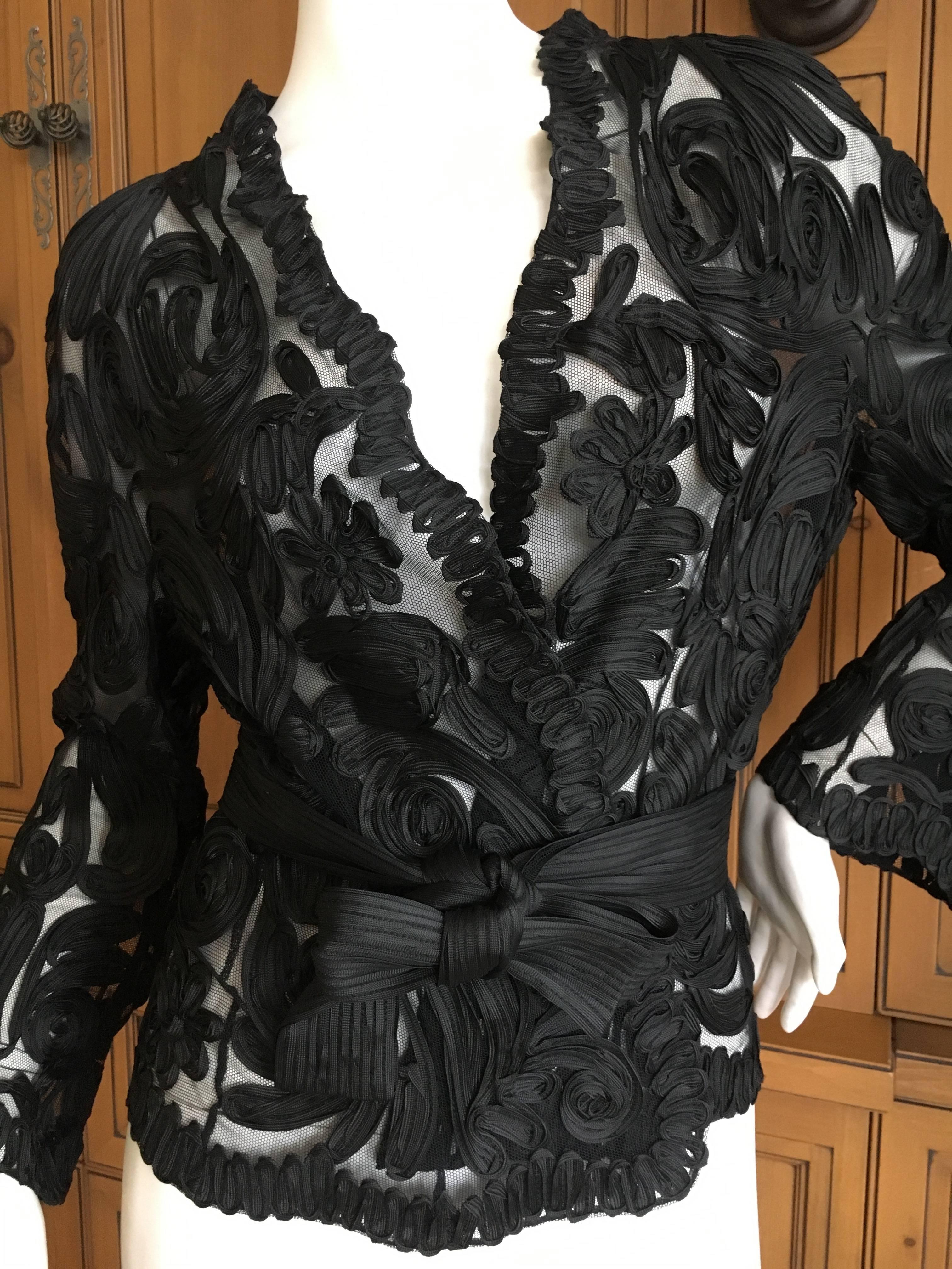 Women's Christian Dior by John Galliano Sheer Black Jacket with Soutache Details