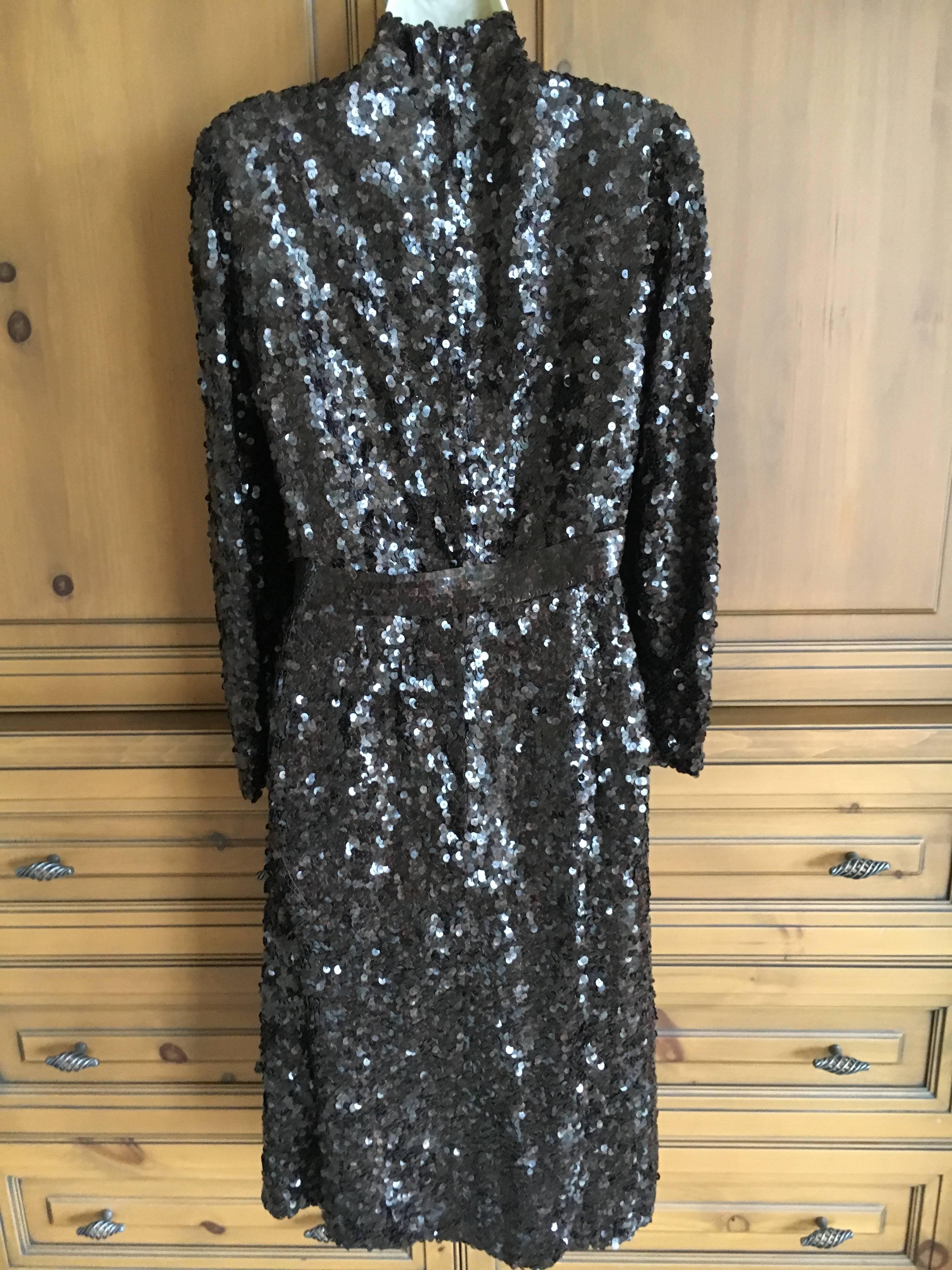 Women's Norman Norell 1960's Sequin Cocktail Dress with Attached Bow Belt For Sale