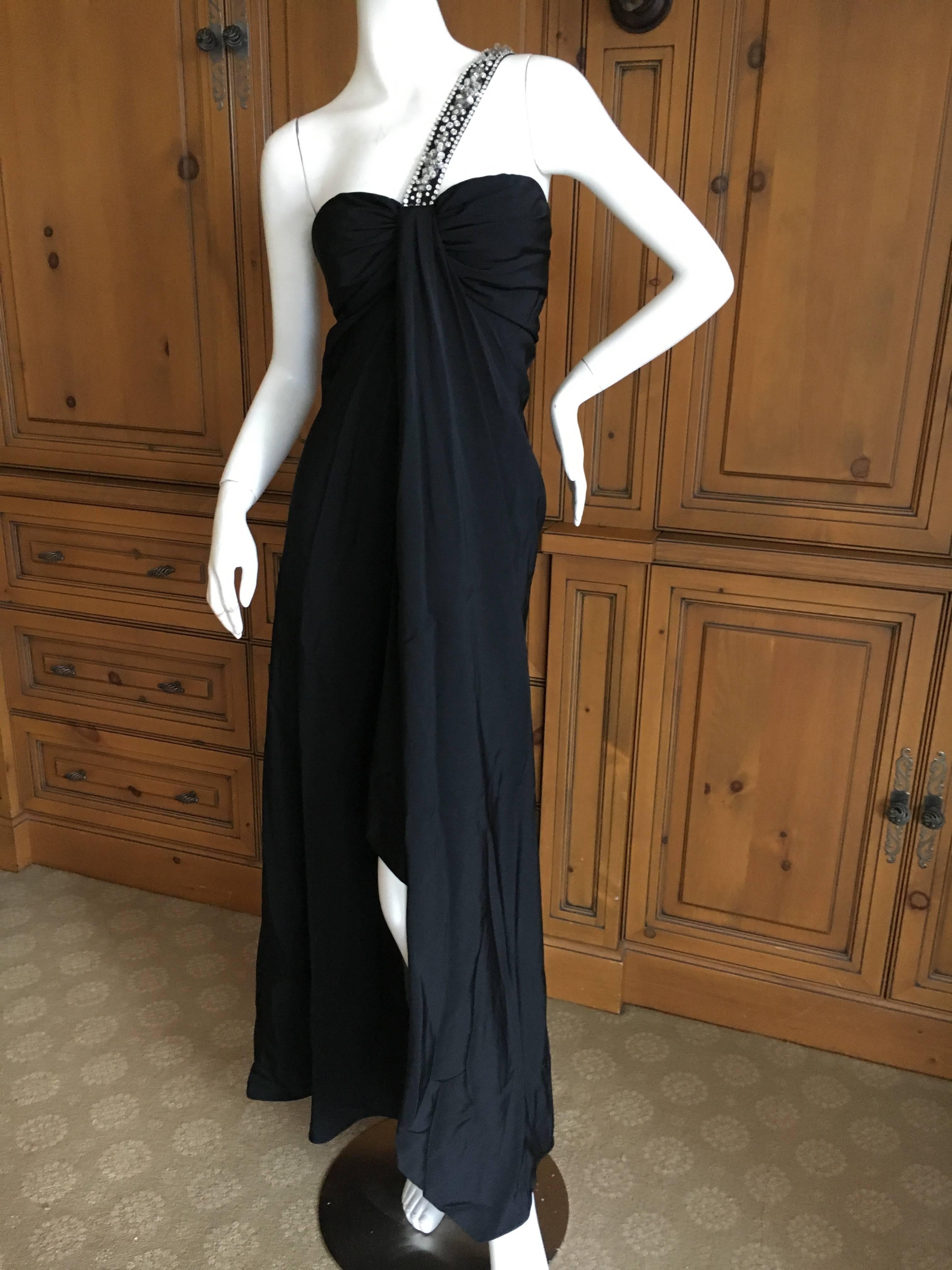 
 Galanos for Martha Park Avenue Black Silk Crepe Dress with Jeweled Strap

Size Small
Bust 34