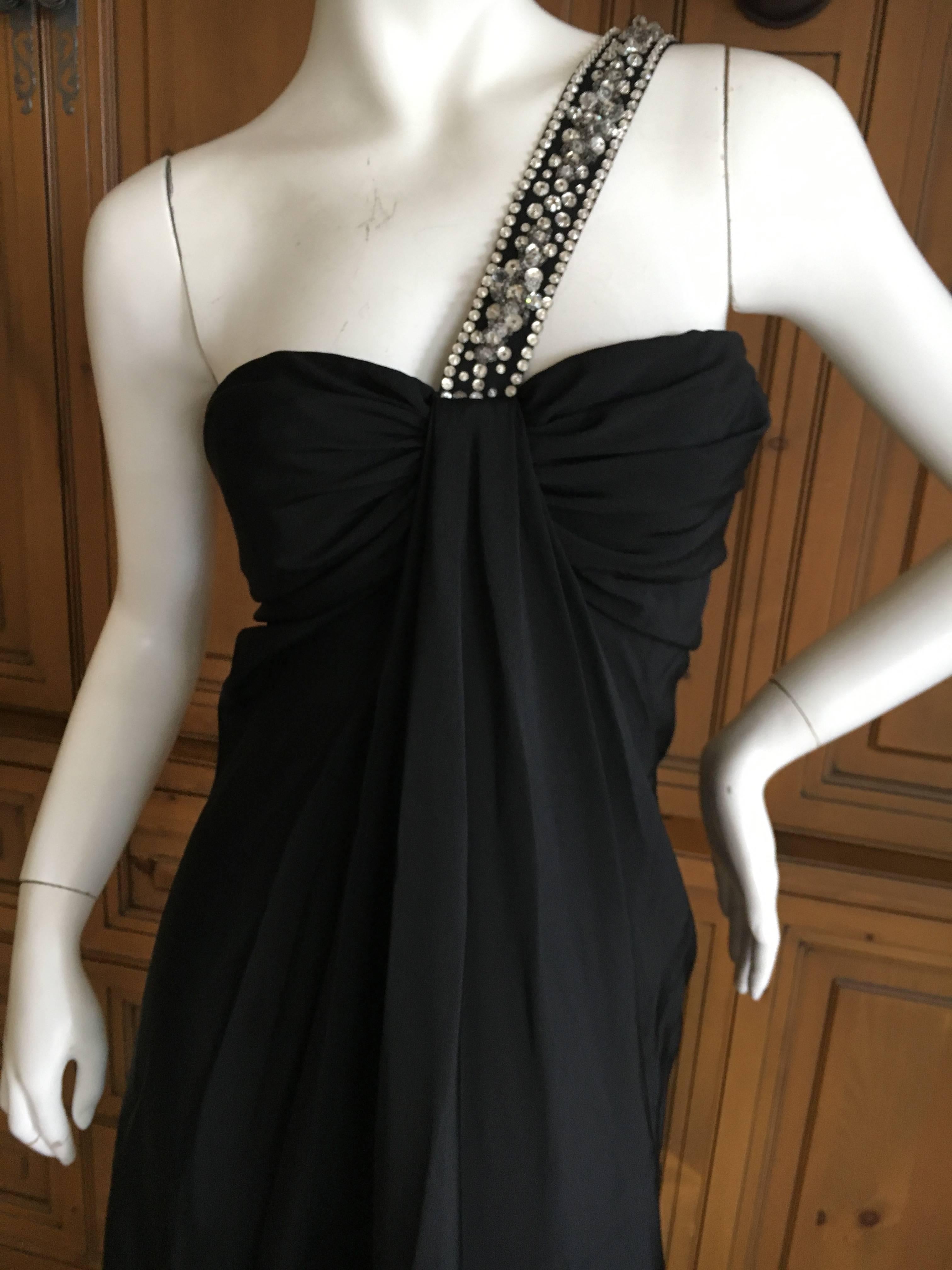  Galanos for Martha Park Avenue Black Silk Crepe Dress with Jeweled Strap For Sale 4