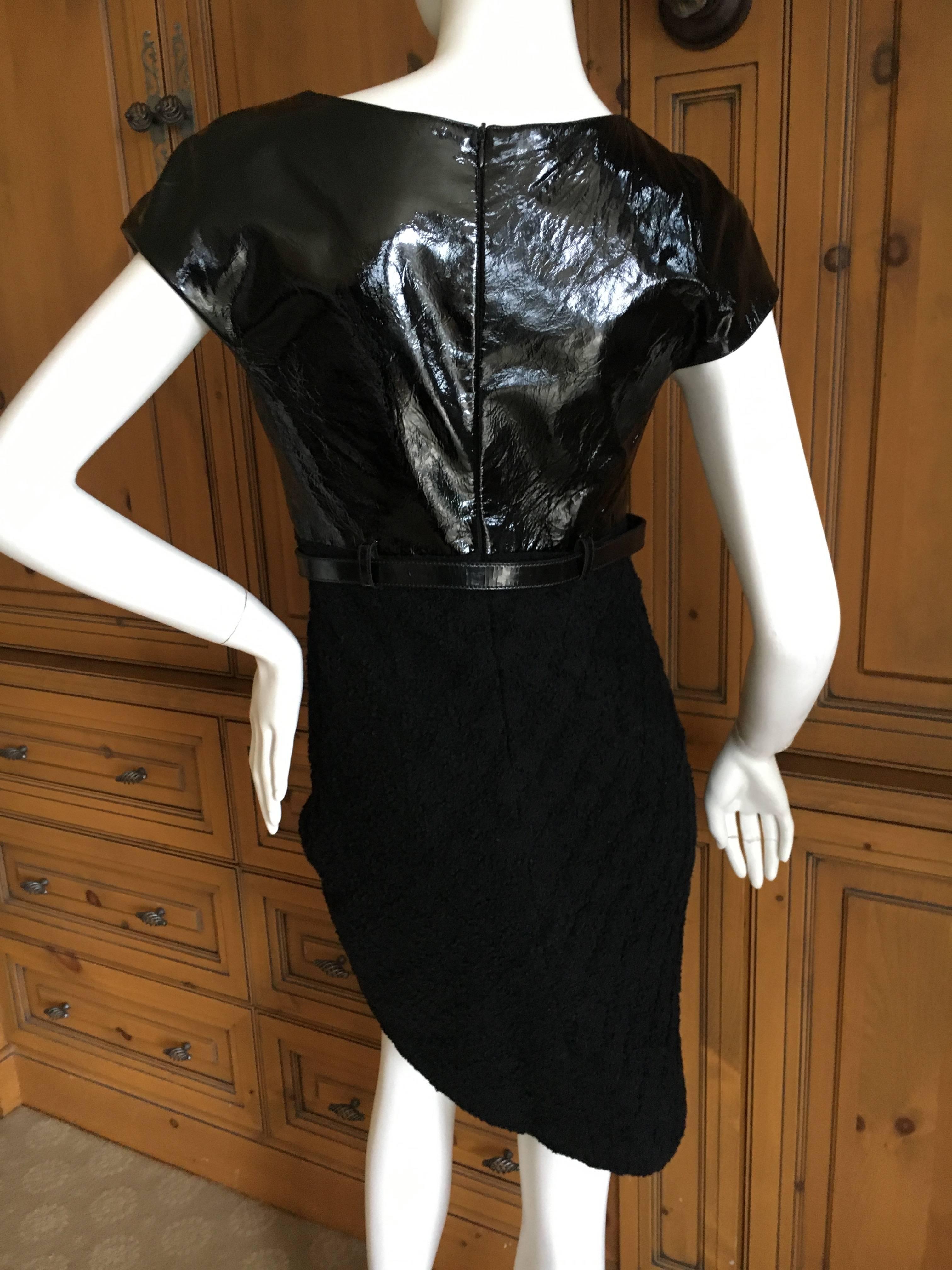 Gianni Versace Couture 1980's Black Patent & Boucle Mini Dress w Medusa Belt For Sale 5