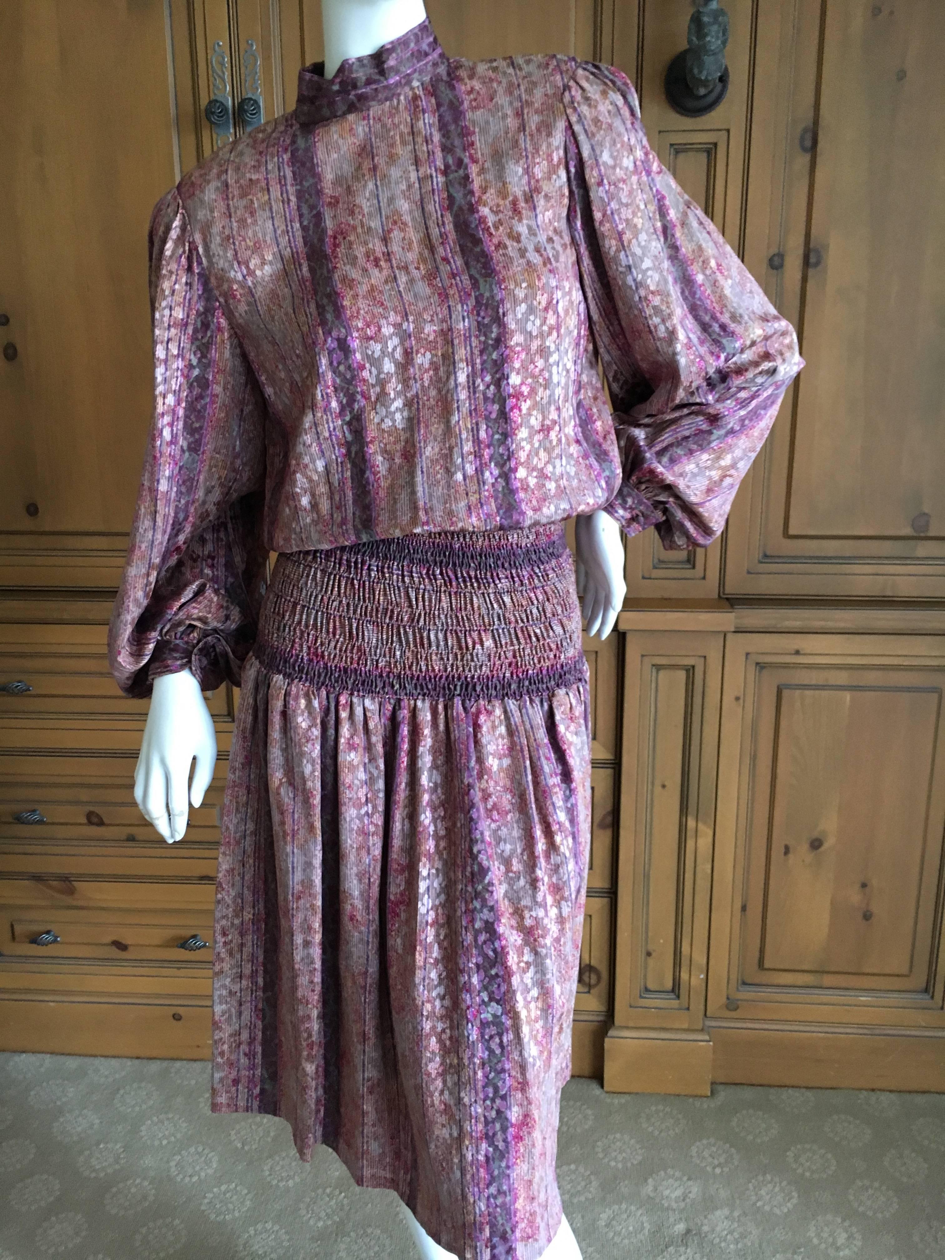 Galanos for Martha Park Avenue Silk Drop Waist Peasant Dress.
This is so much prettier in person, on a leopard pattern silk.
Finished to perfection inside and out.
Size Small
Bust 40