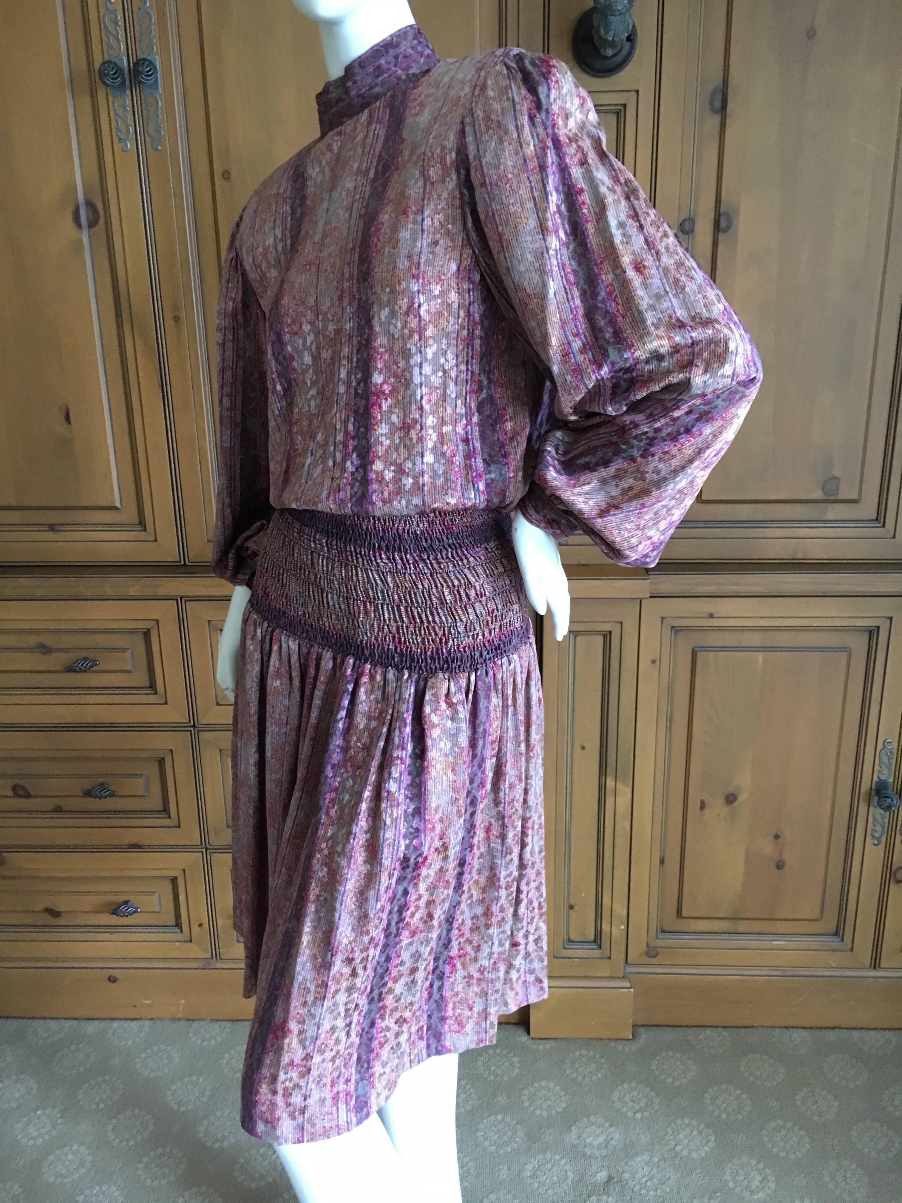 Galanos for Martha Park Avenue Silk Drop Waist Peasant Dress In Excellent Condition For Sale In Cloverdale, CA