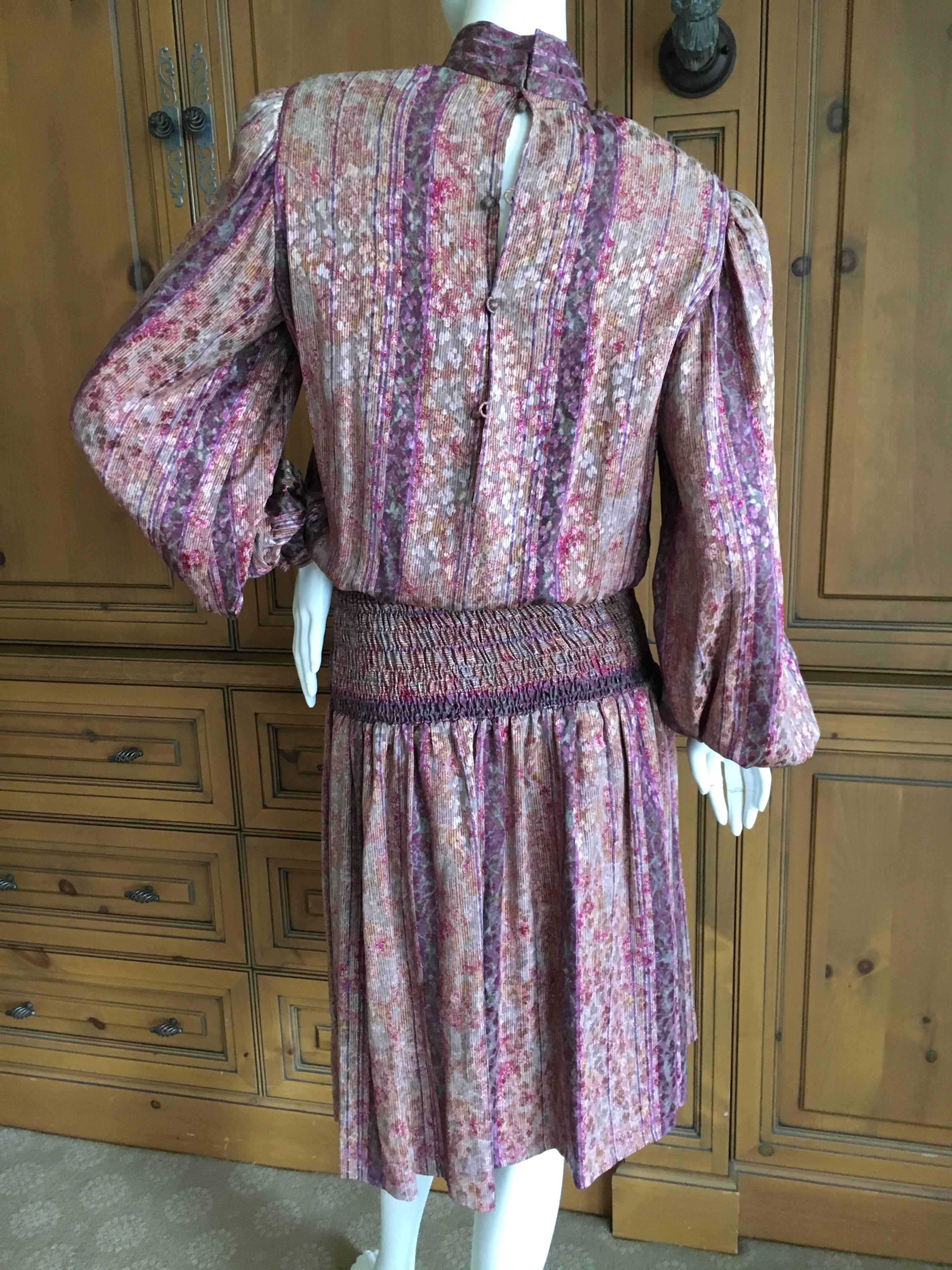 Women's Galanos for Martha Park Avenue Silk Drop Waist Peasant Dress For Sale