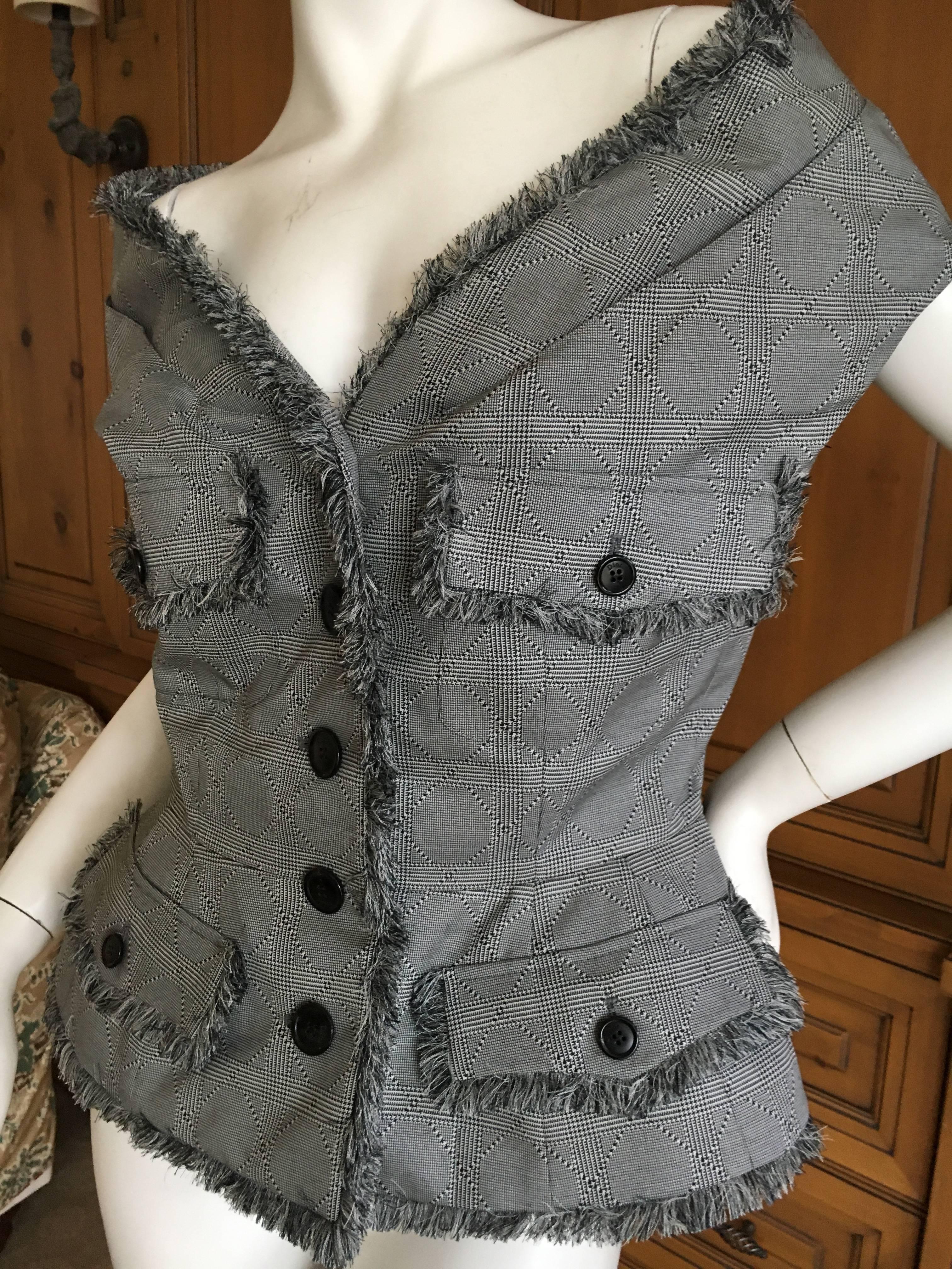 Gray John Galliano 2011 Christian Dior Silk & Wool Off the Shoulder Sleeveless Jacket For Sale