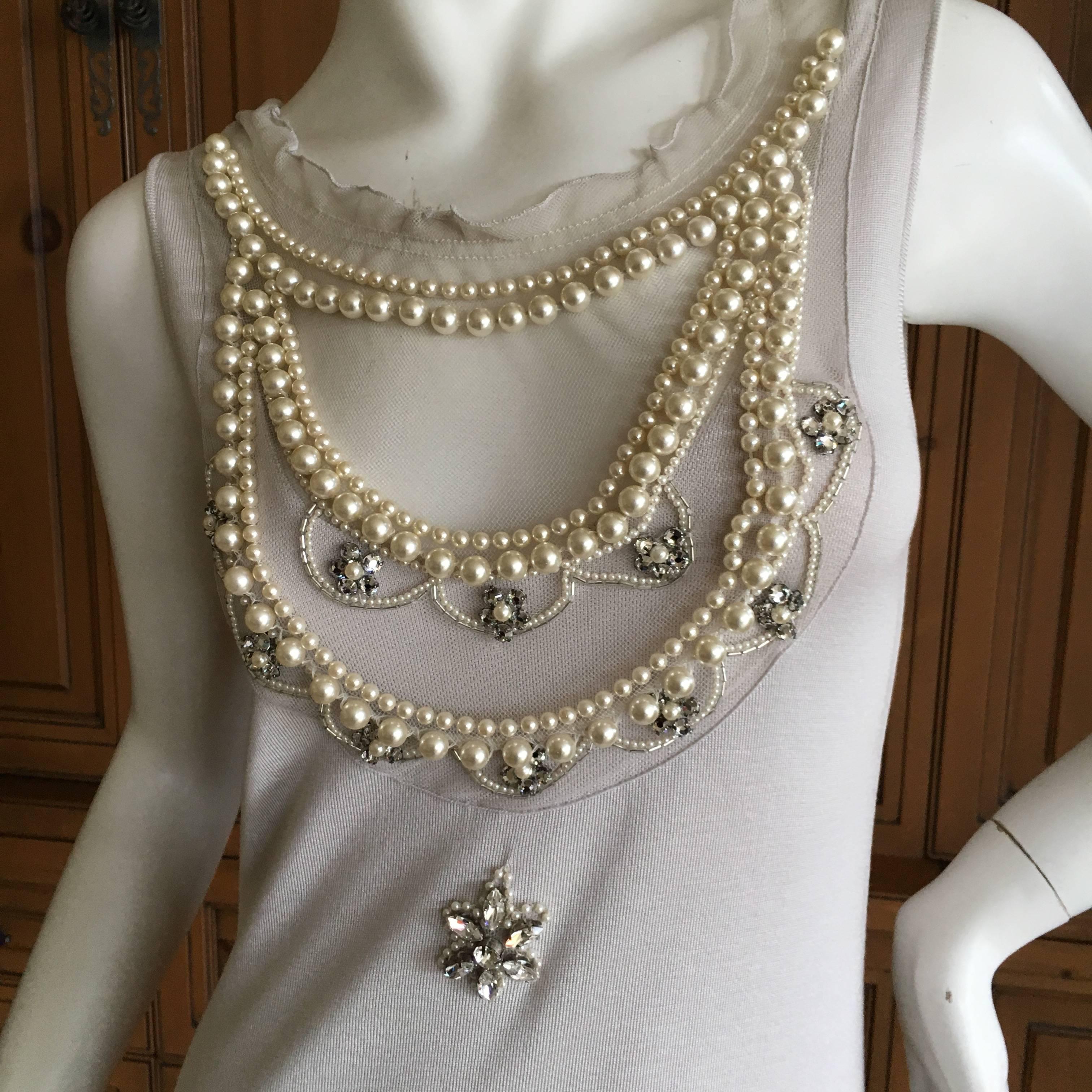 Christian Dior Chic Silk Dress with Lesage Trompe-l'œil Pearl and Crystal Jewels In Excellent Condition In Cloverdale, CA