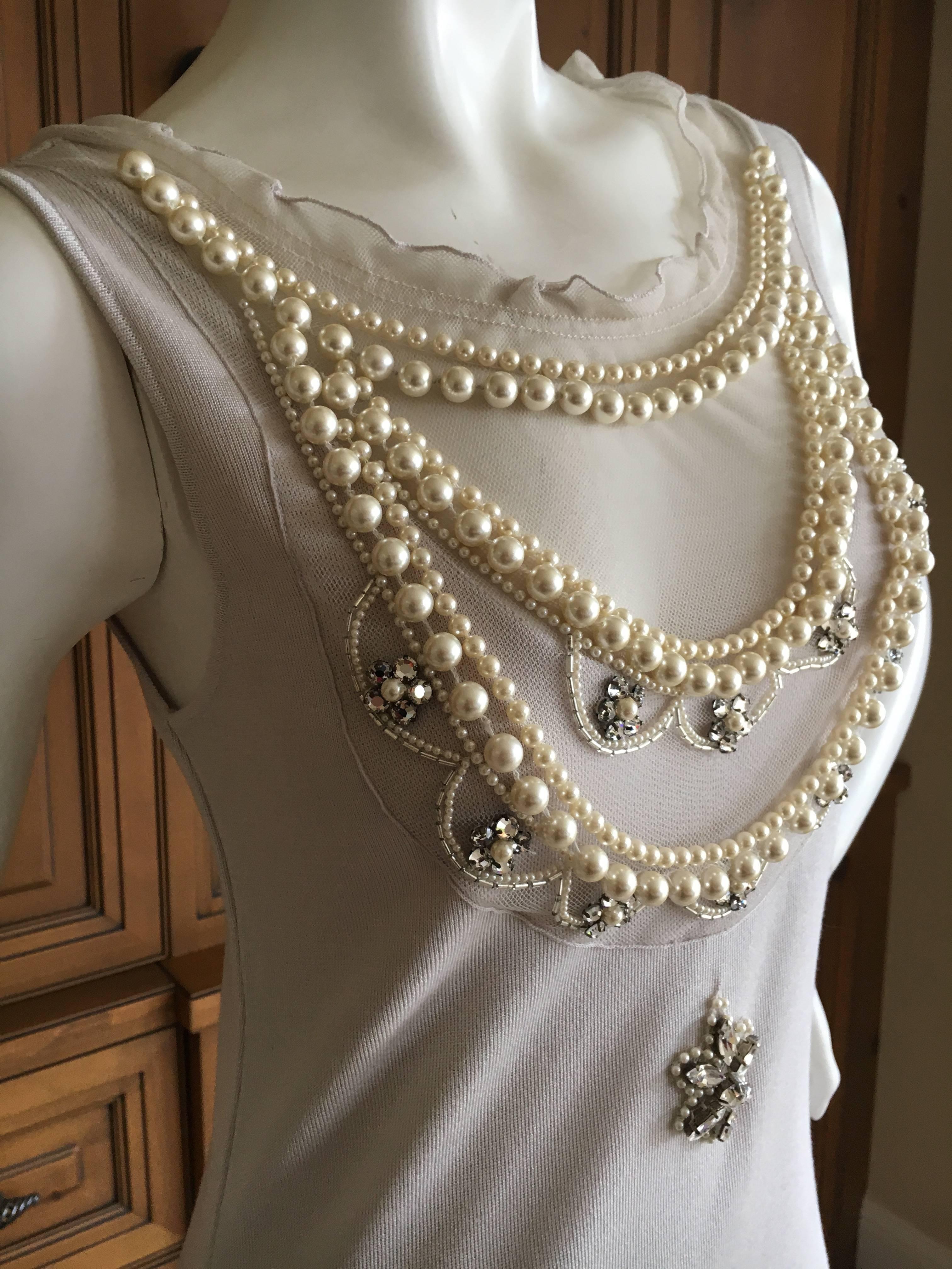 Women's Christian Dior Chic Silk Dress with Lesage Trompe-l'œil Pearl and Crystal Jewels