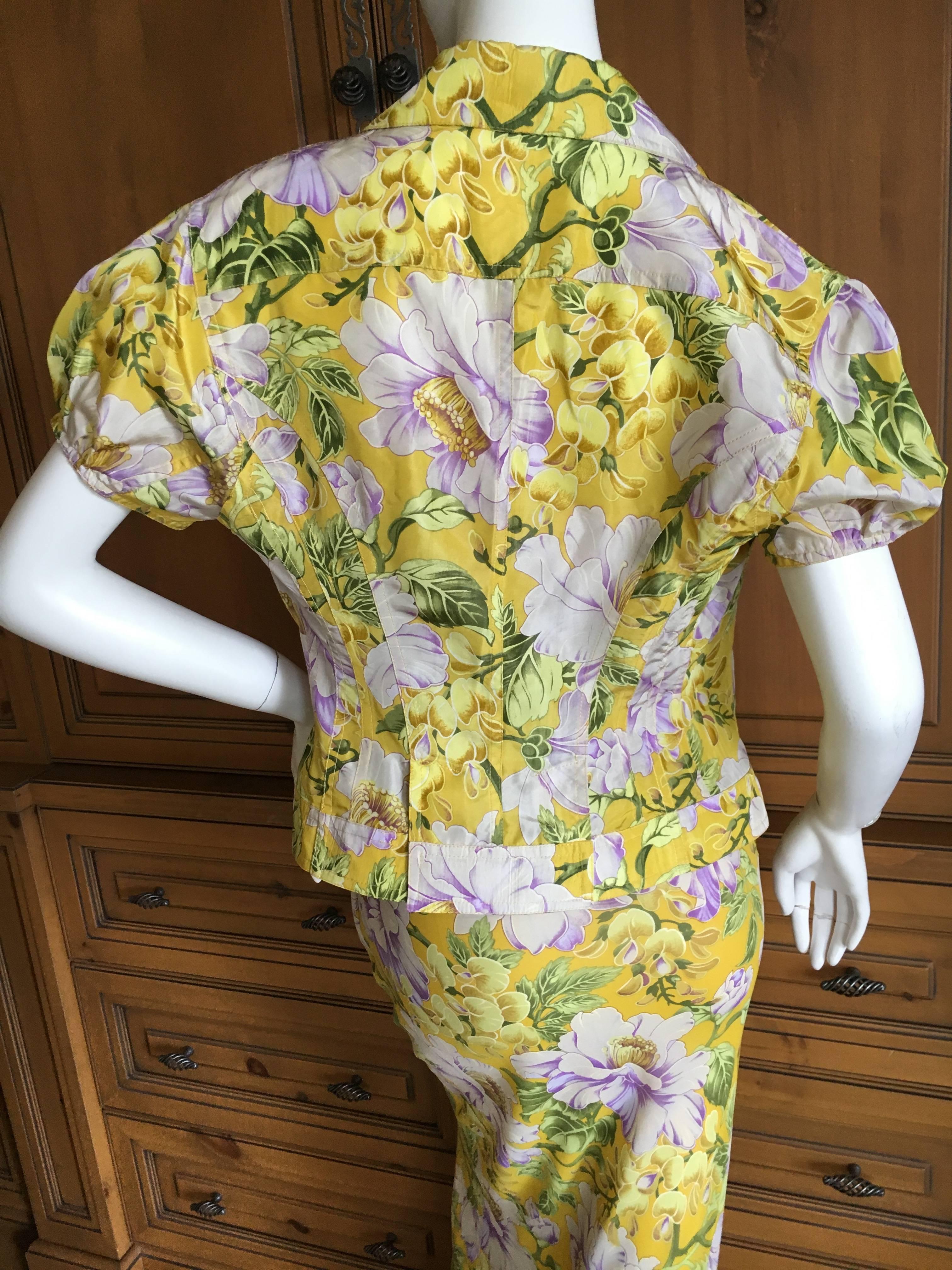 John Galliano Late 1980's Bias Cut Floral Dress with Matching Jacket 2