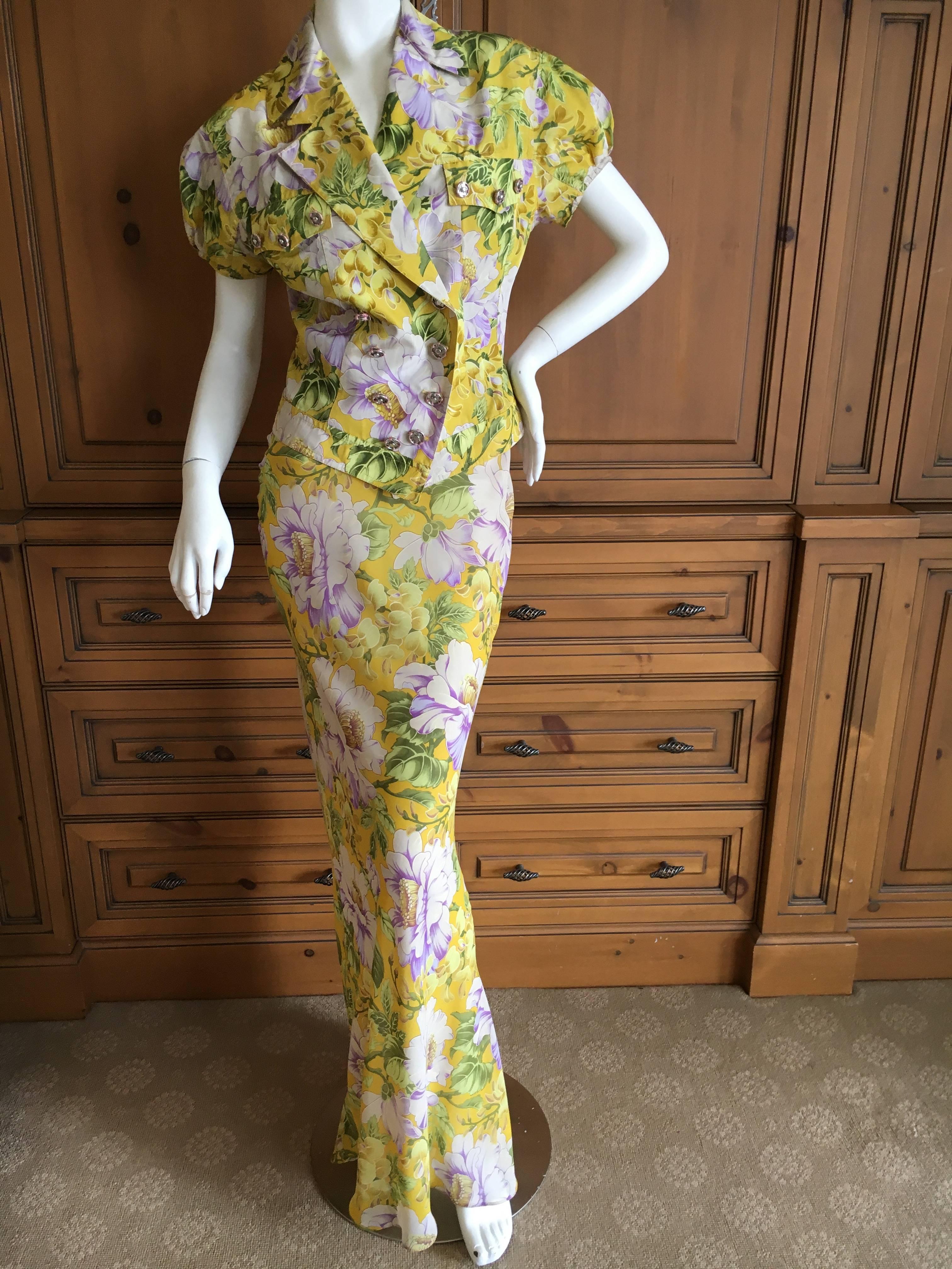 John Galliano Late 1980's Bias Cut Floral Dress with Matching Jacket 4