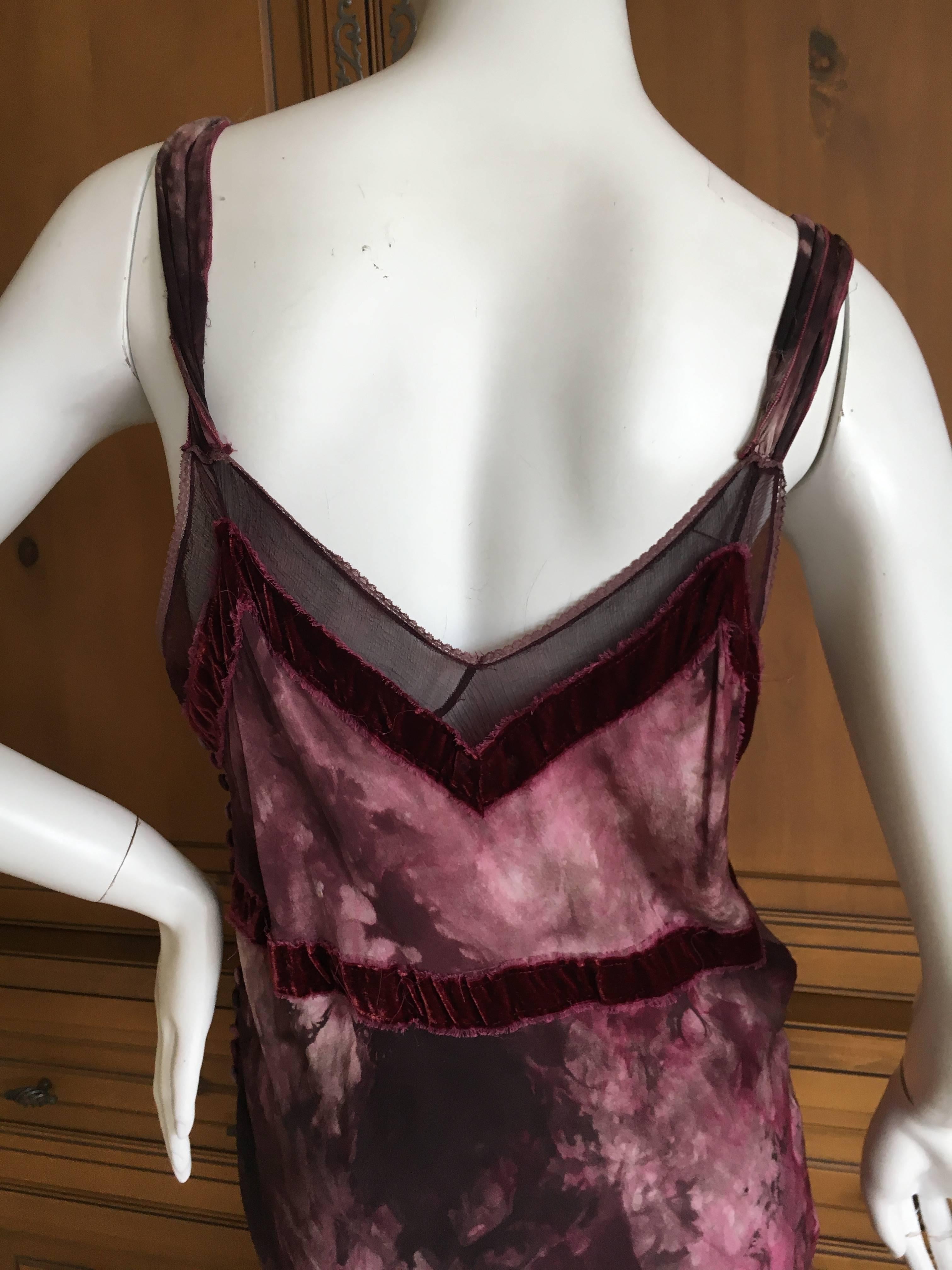 Women's John Galliano 90's Tie Dye Velvet Trim Tea Dress For Sale