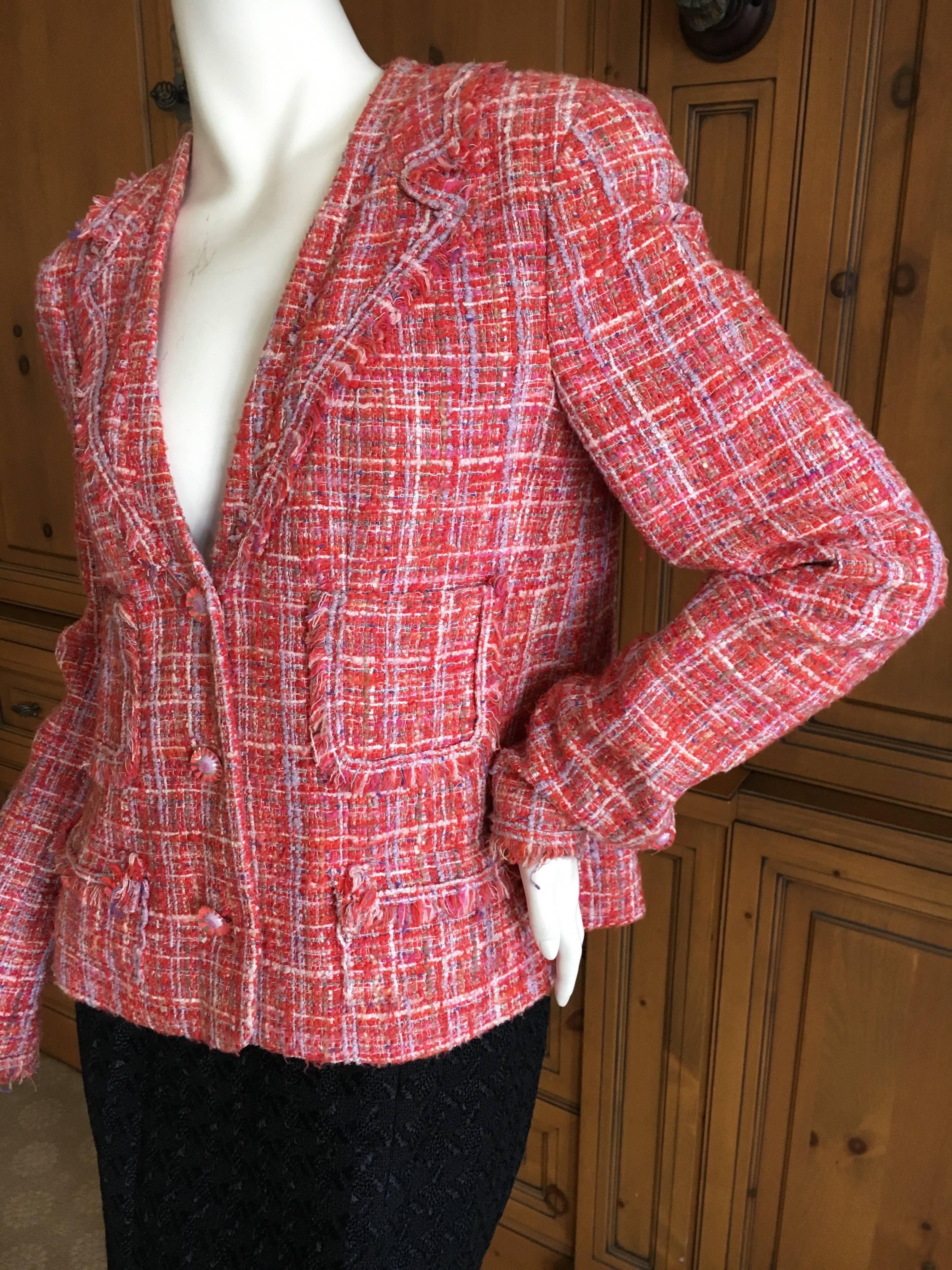 Chanel 2004 Fantasy Tweed Fringed Jacket  In Excellent Condition For Sale In Cloverdale, CA