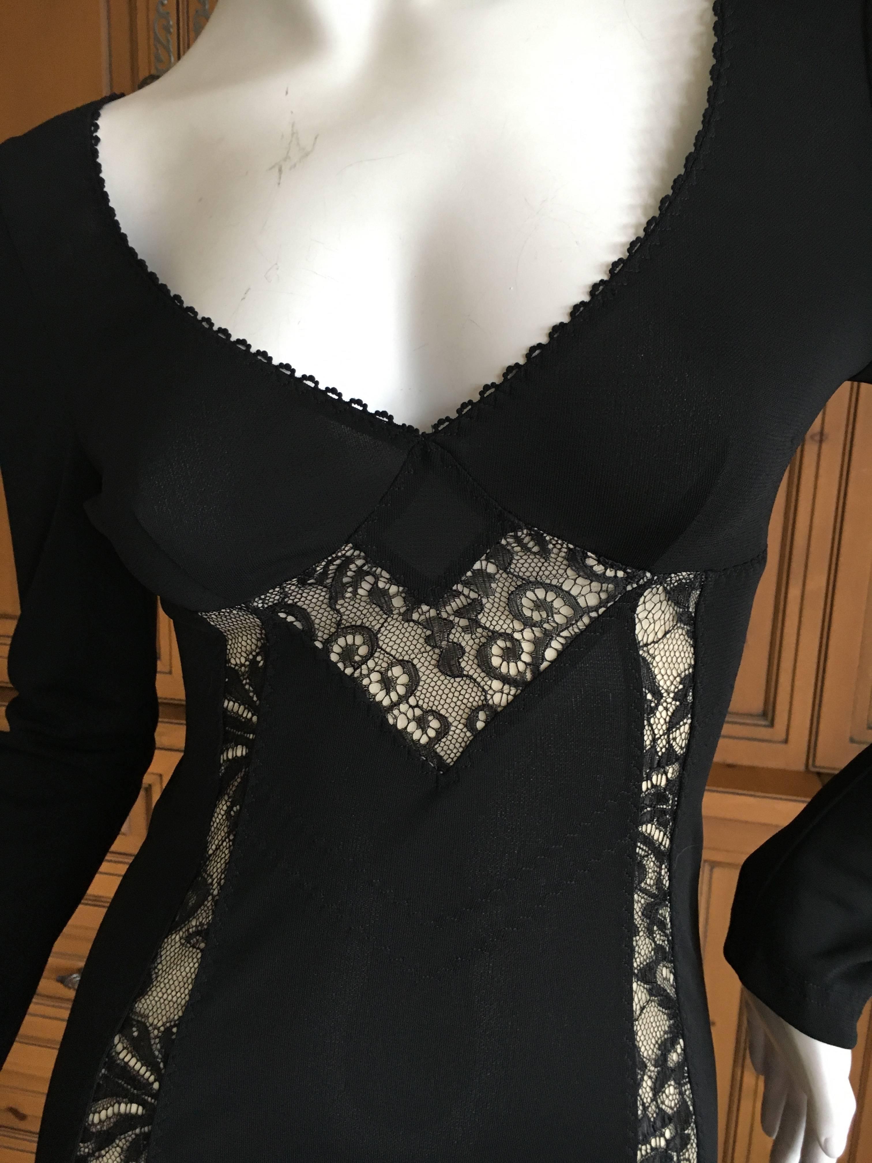 Women's D&G Dolce & Gabbana Vintage Little Black Dress with Sheer Lace Inserts