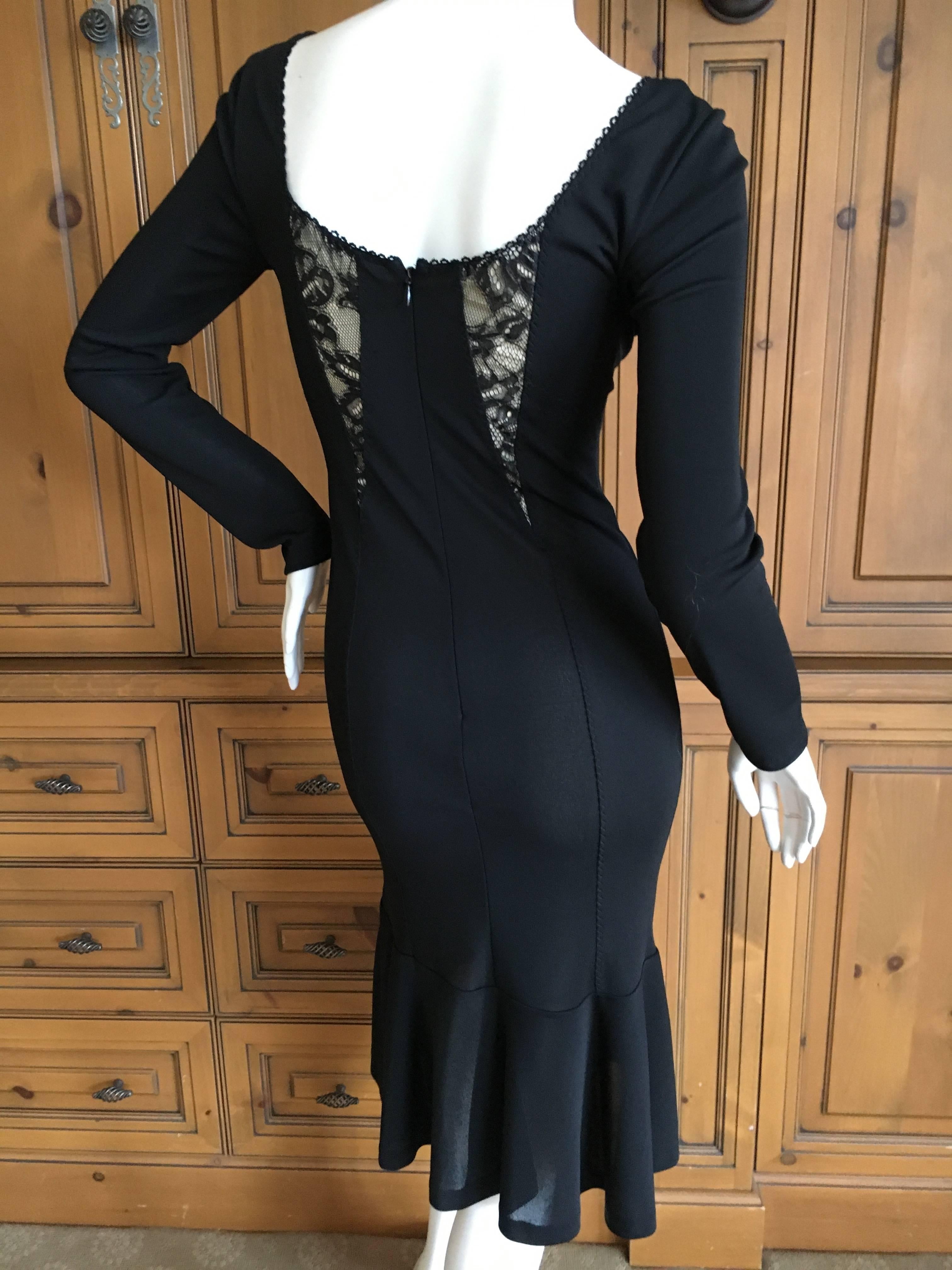 D&G Dolce & Gabbana Vintage Little Black Dress with Sheer Lace Inserts 4