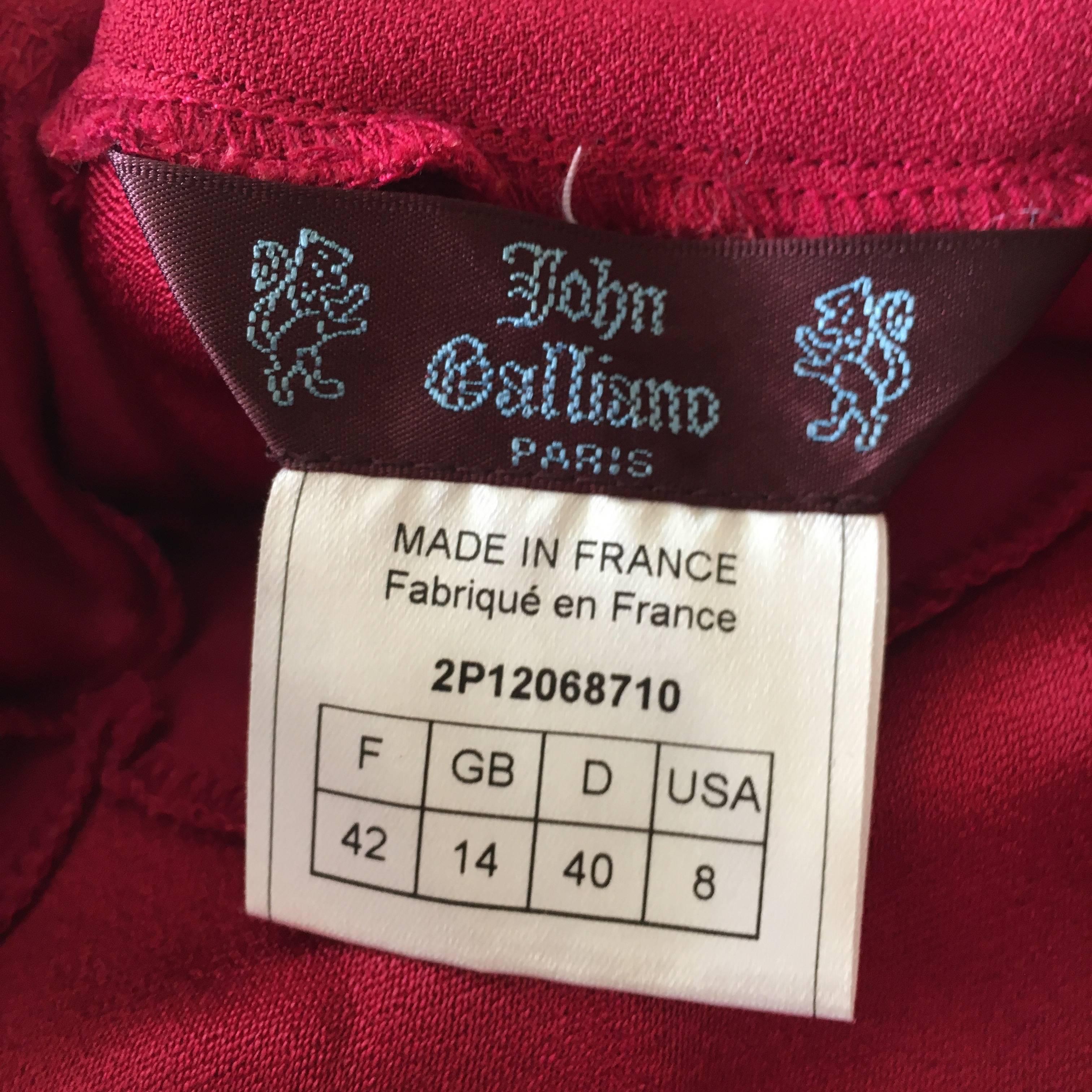 John Galliano Vintage 90's Deep Red Evening Dress For Sale 5
