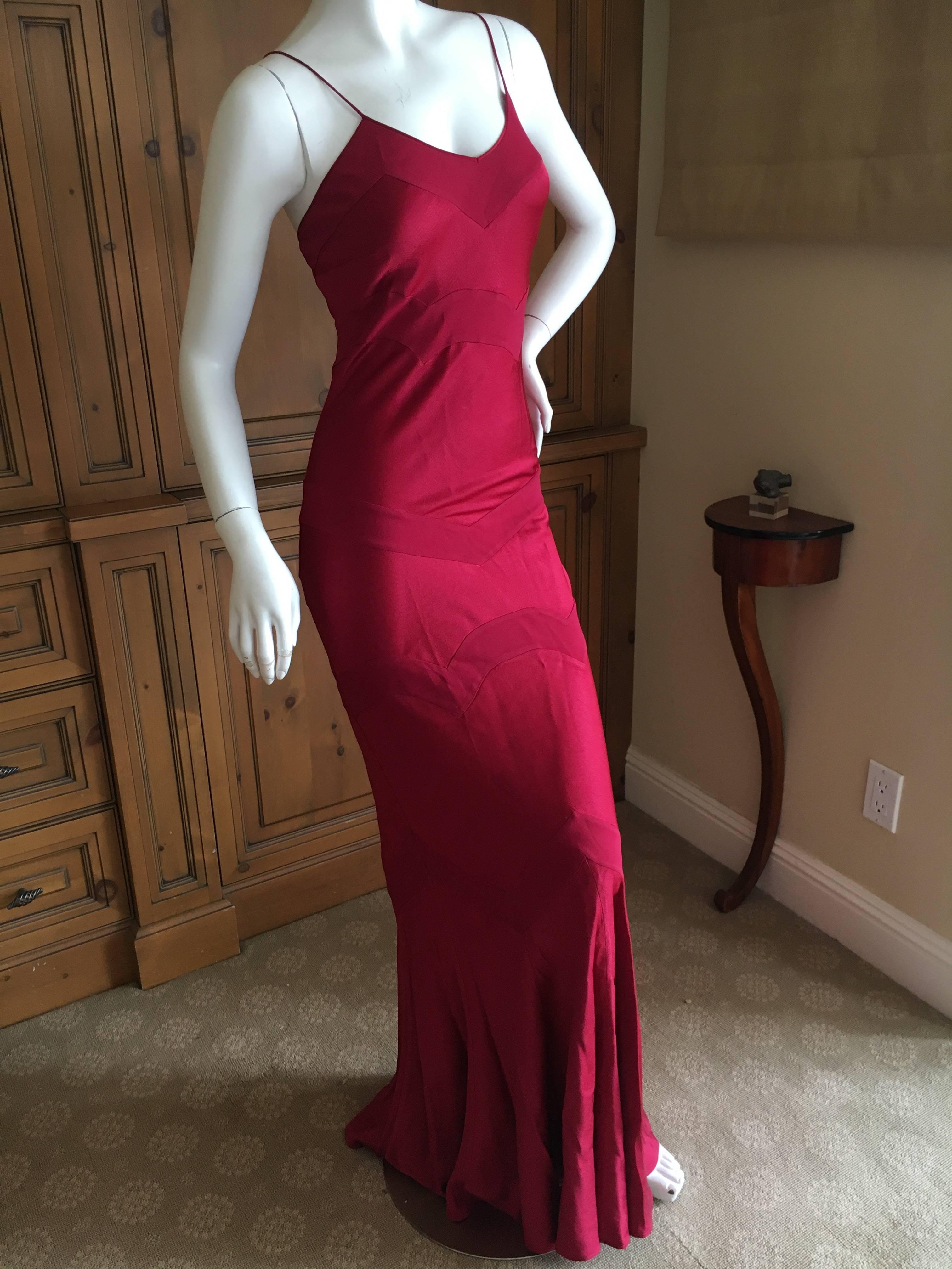 deep red evening gown