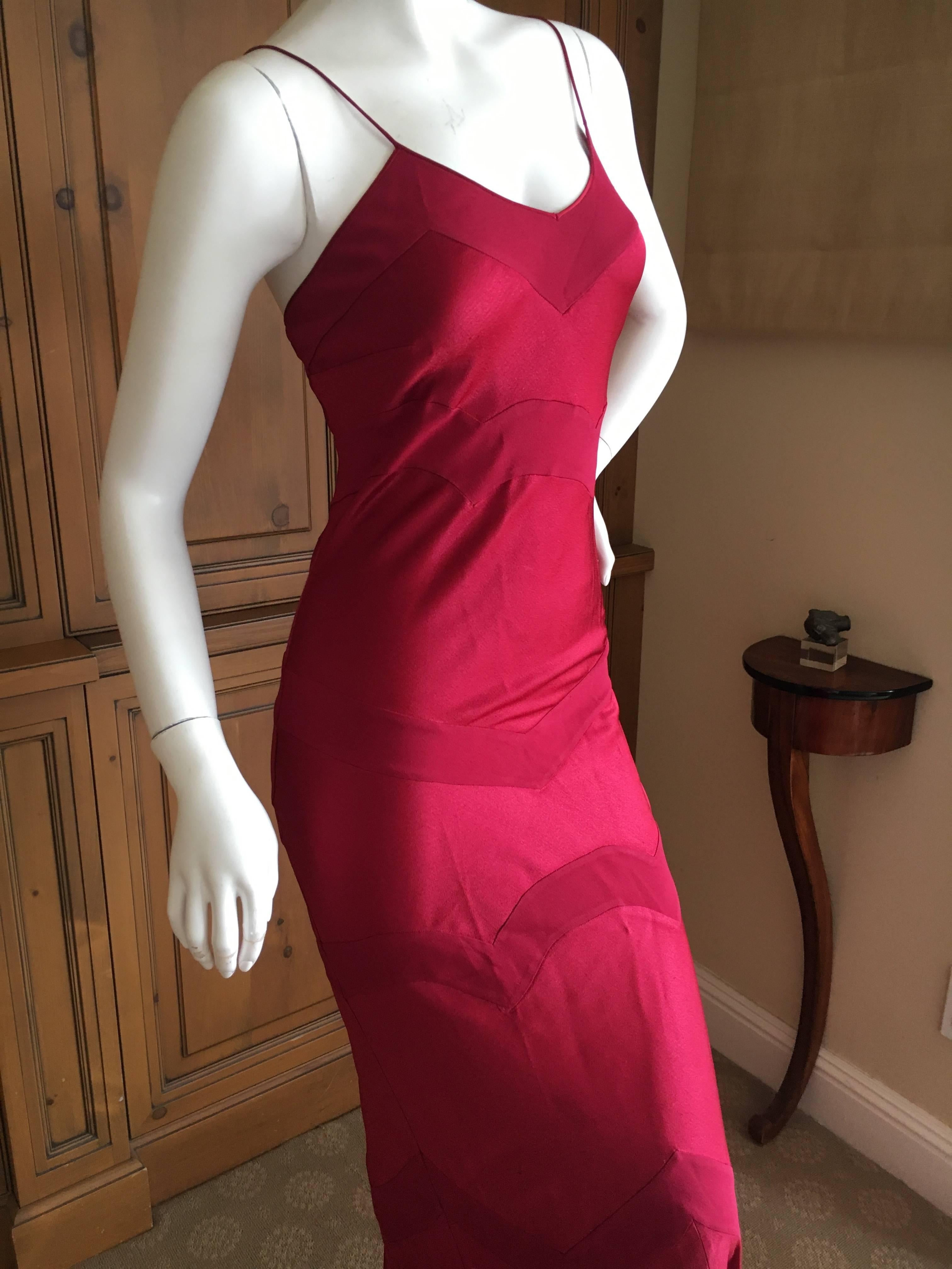 John Galliano Vintage 90's Deep Red Evening Dress In Excellent Condition For Sale In Cloverdale, CA