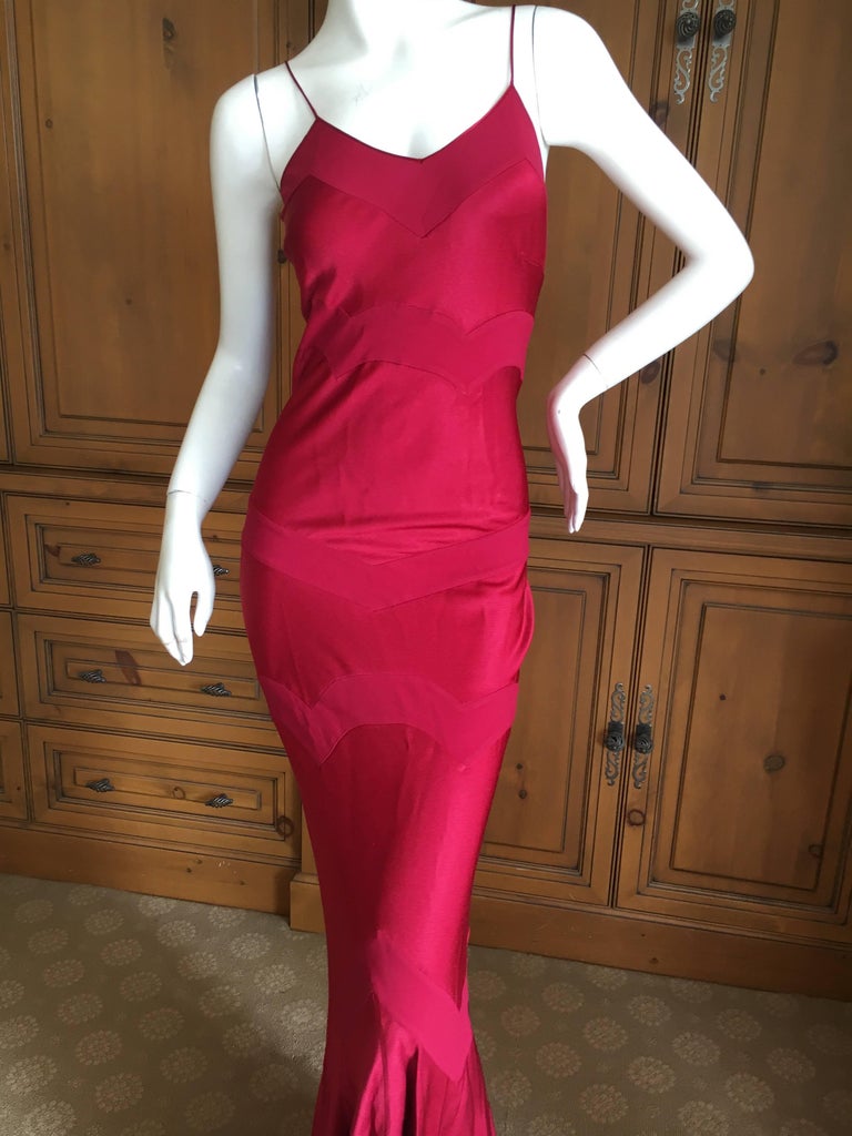 John Galliano Vintage 90's Deep Red Evening Dress For Sale at 1stDibs