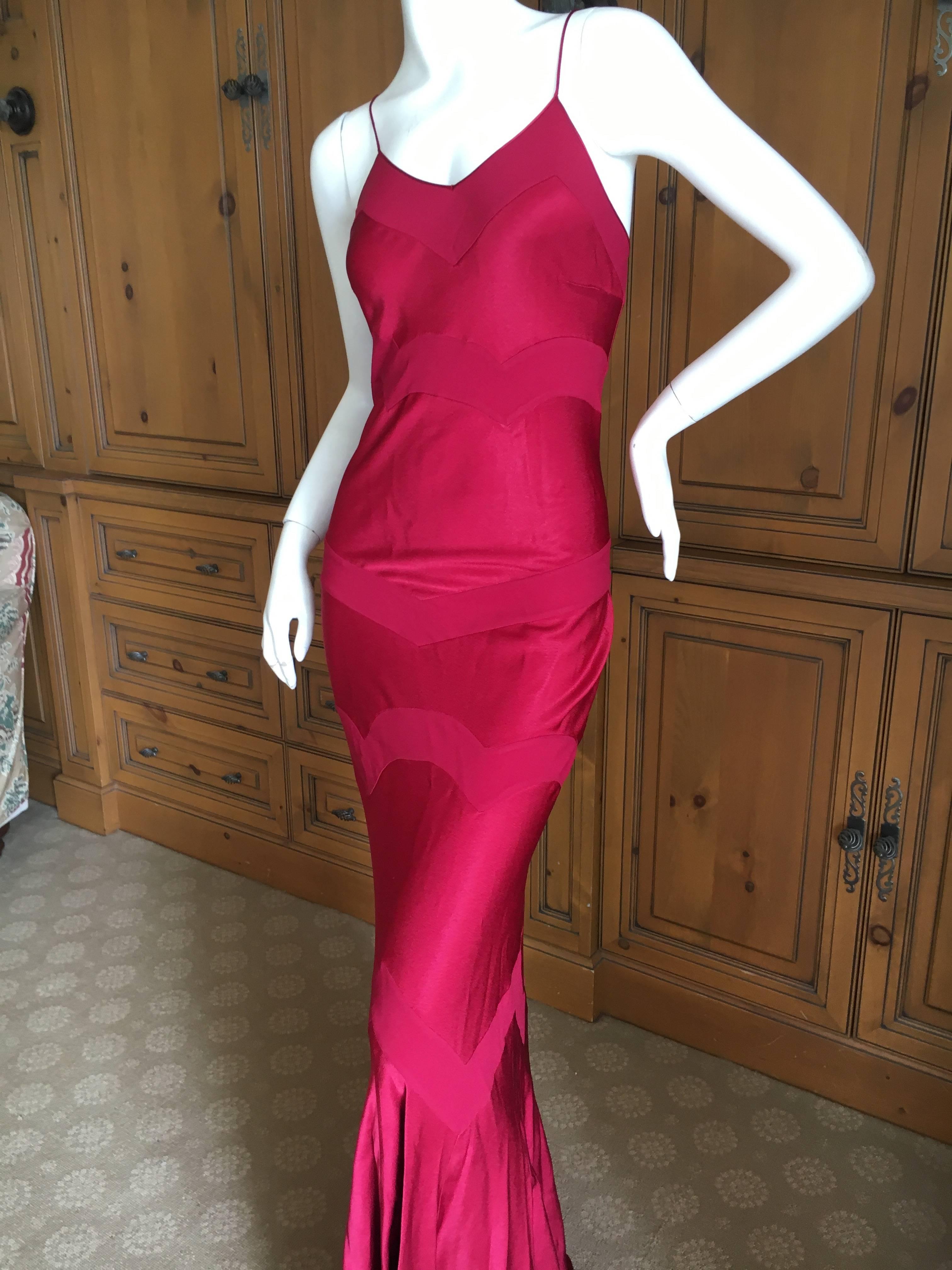 John Galliano Vintage 90's Deep Red Evening Dress For Sale 1