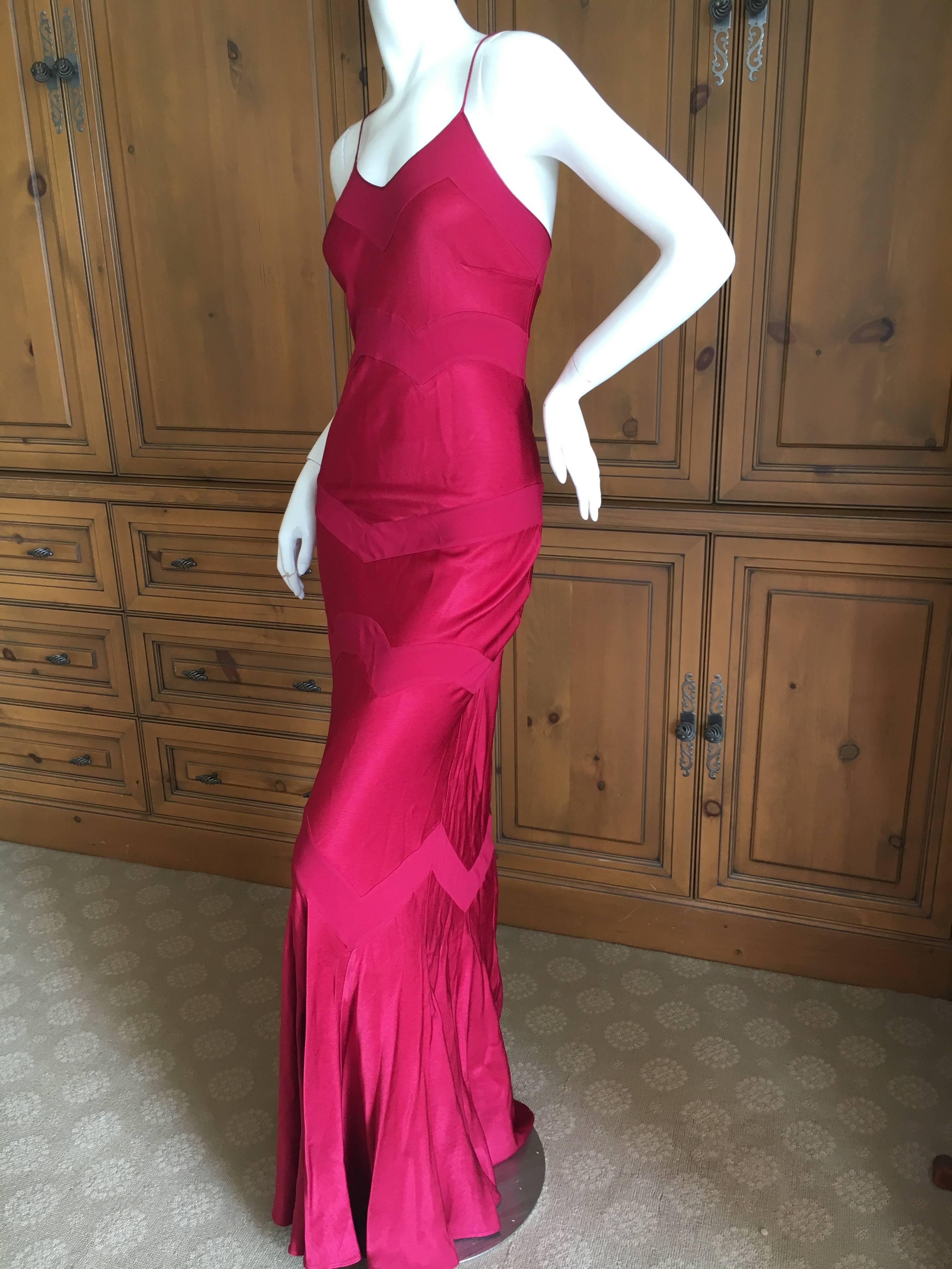 John Galliano Vintage 90's Deep Red Evening Dress For Sale 2