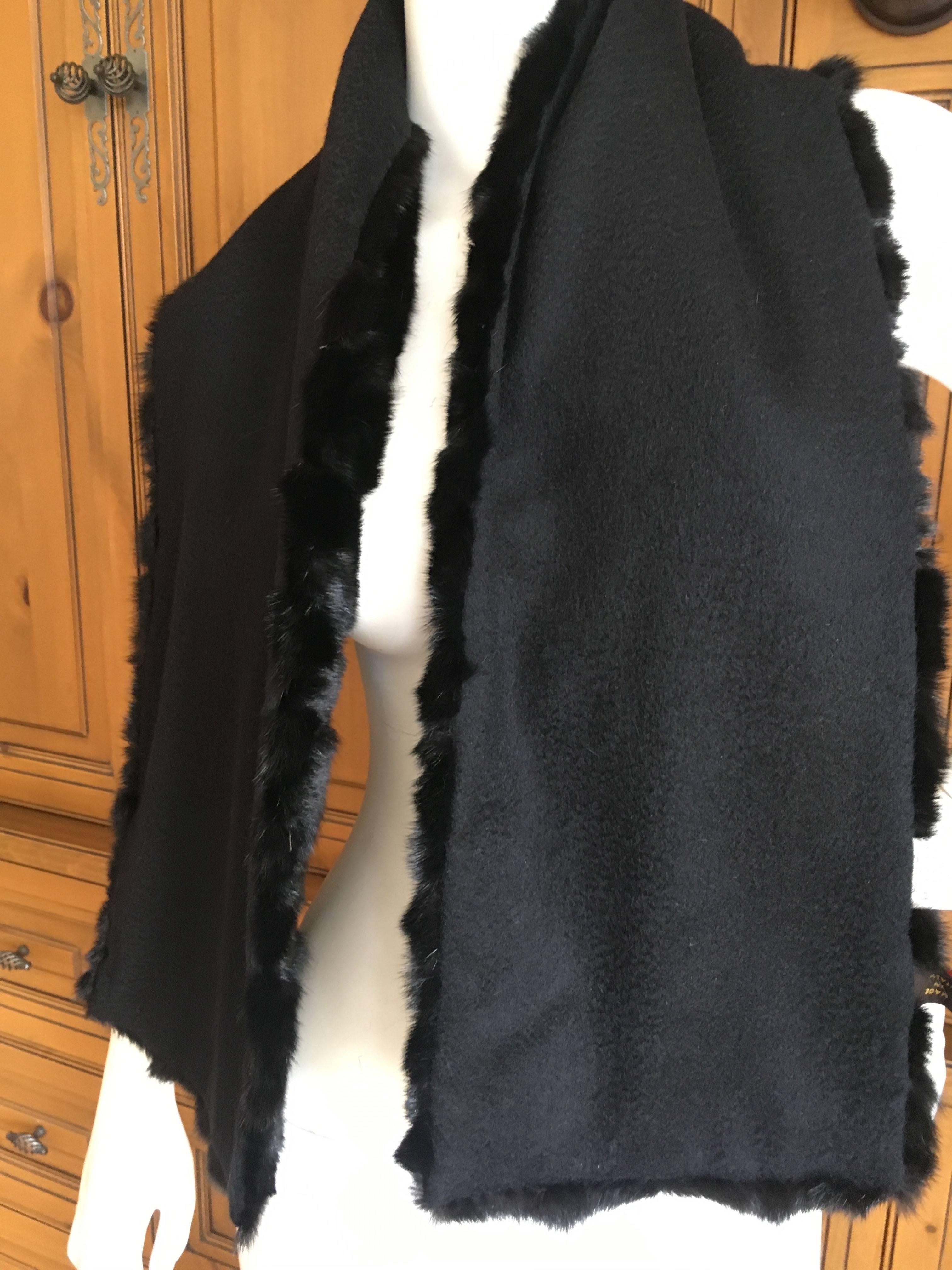 Loro Piana Black Russian Sable Scarf Reversable to Cashmere For Sale 1