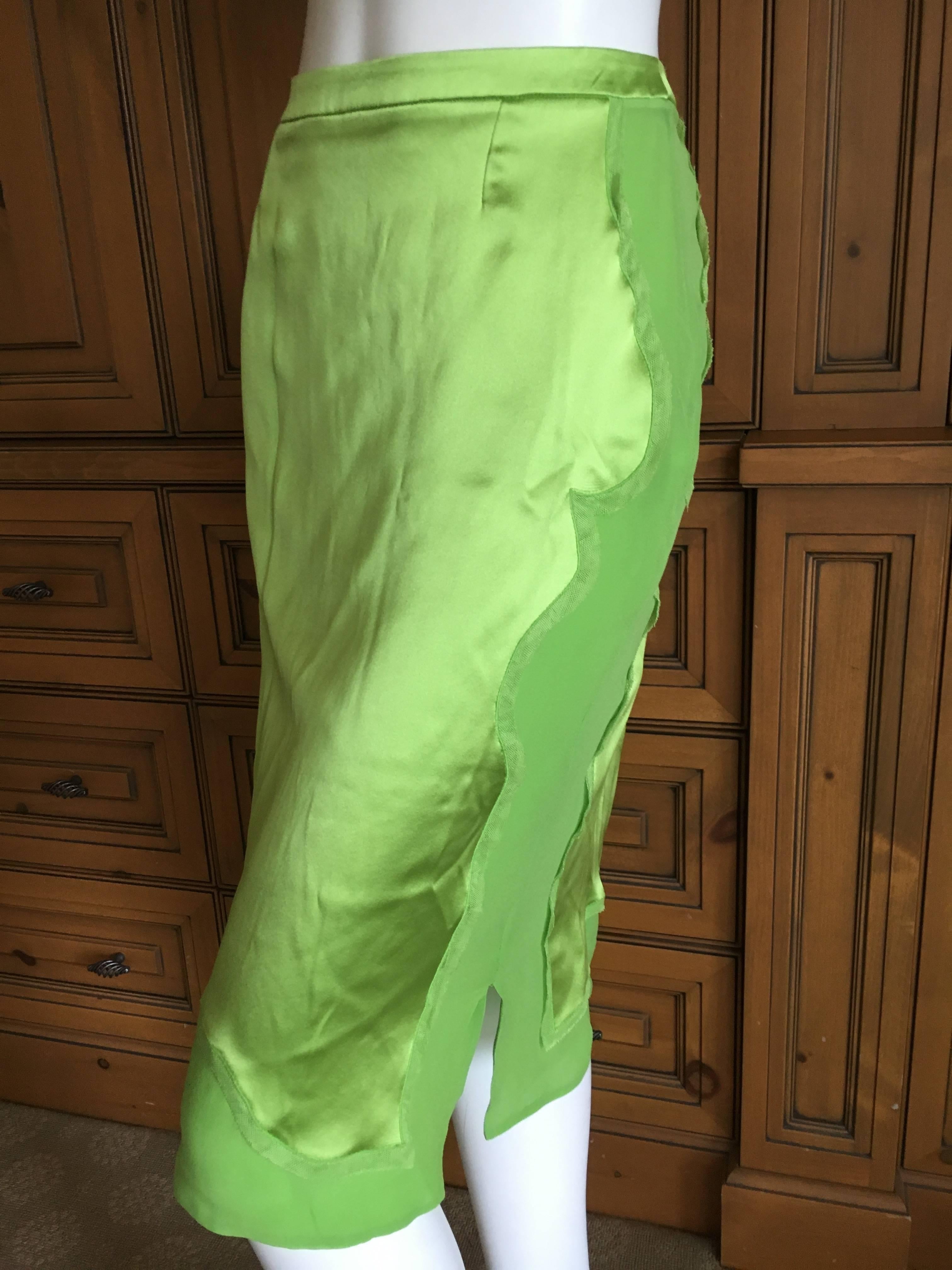 Yves Saint Laurent by Tom Ford 2004 Green Silk Skirt NWT 42 For Sale 1