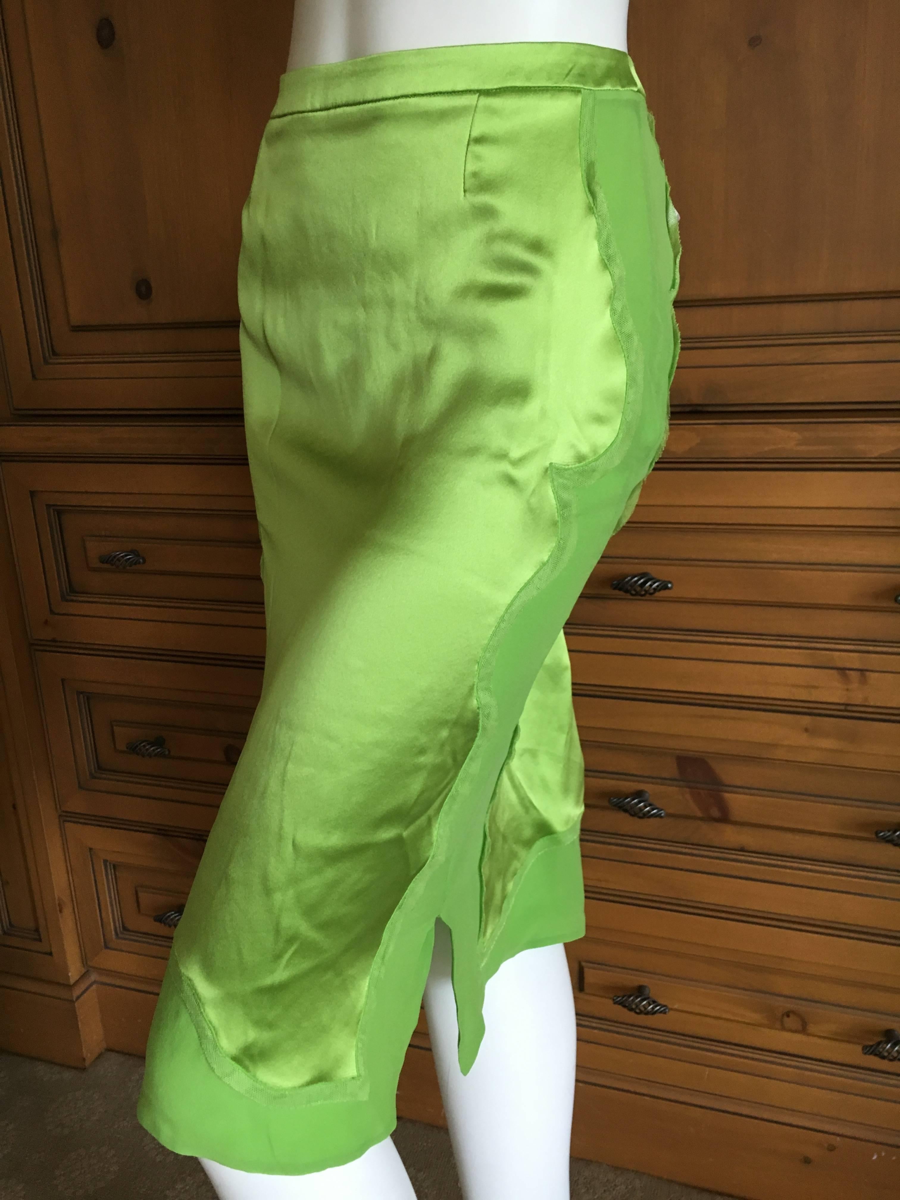 Yves Saint Laurent by Tom Ford 2004 Green Silk Skirt NWT 42 For Sale 2