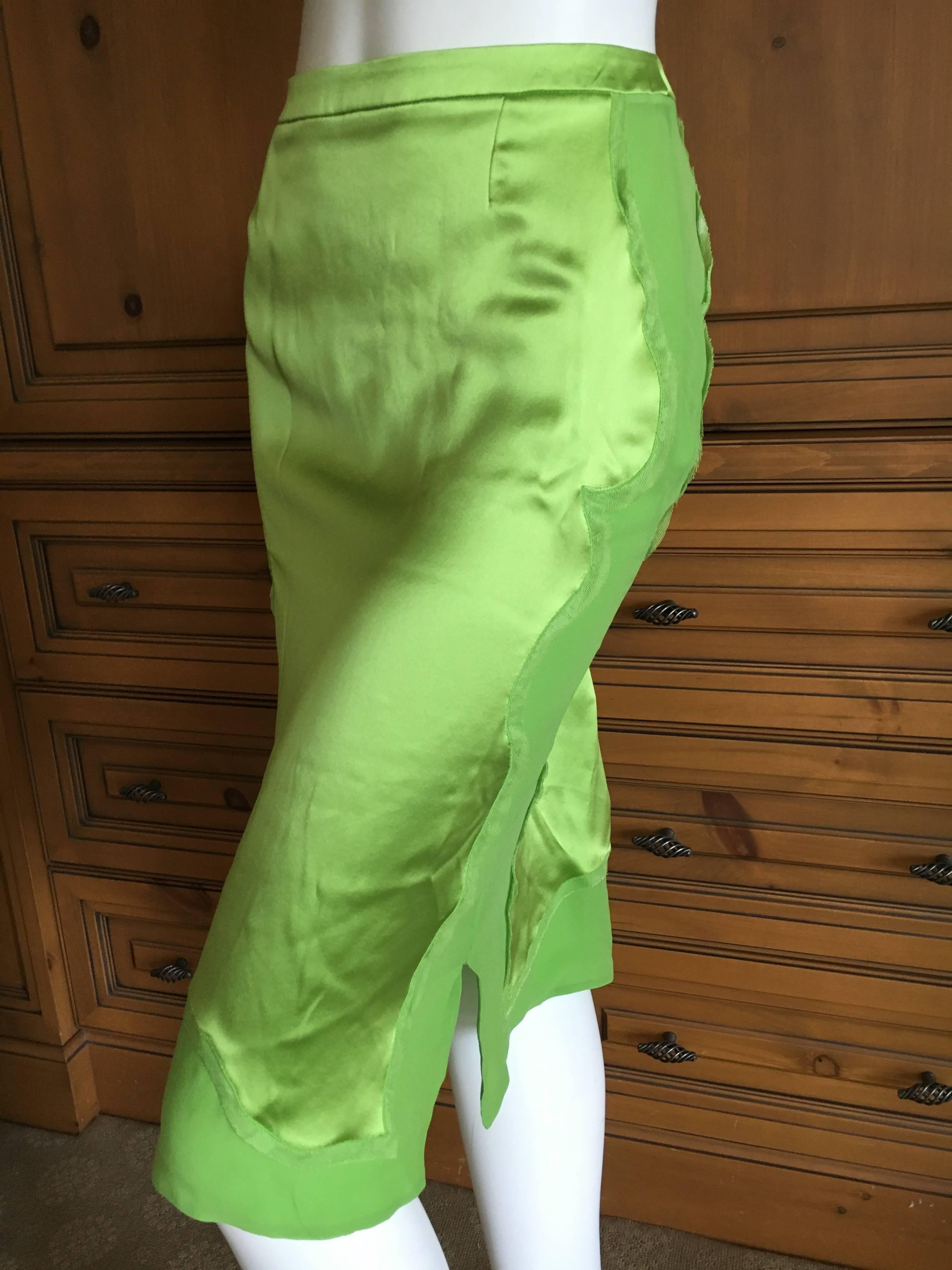 Yves Saint Laurent by Tom Ford 2004 Green Silk Skirt NWT 42 For Sale 3