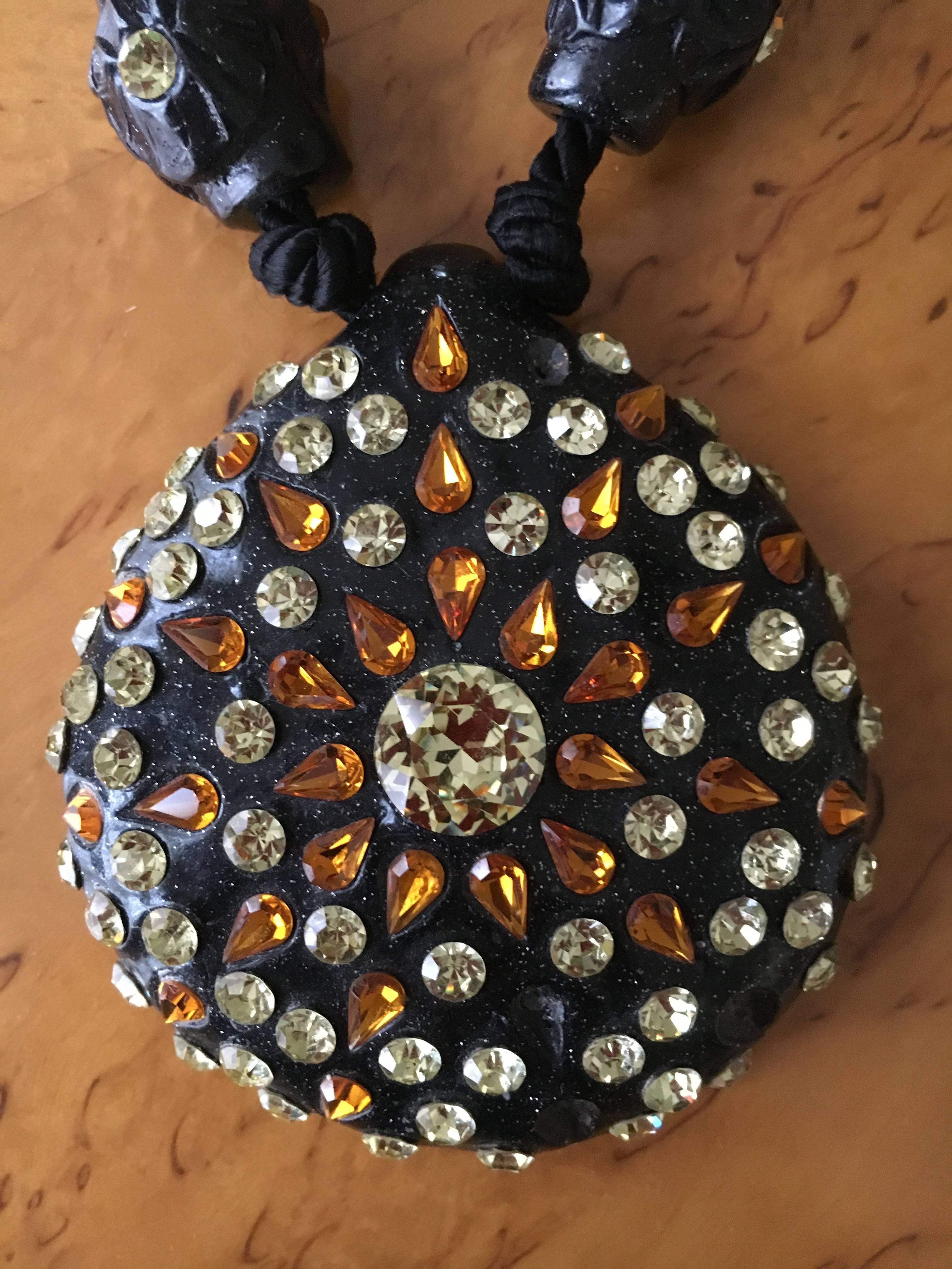 Maria Snyder Black Jeweled Necklace In Excellent Condition For Sale In Cloverdale, CA
