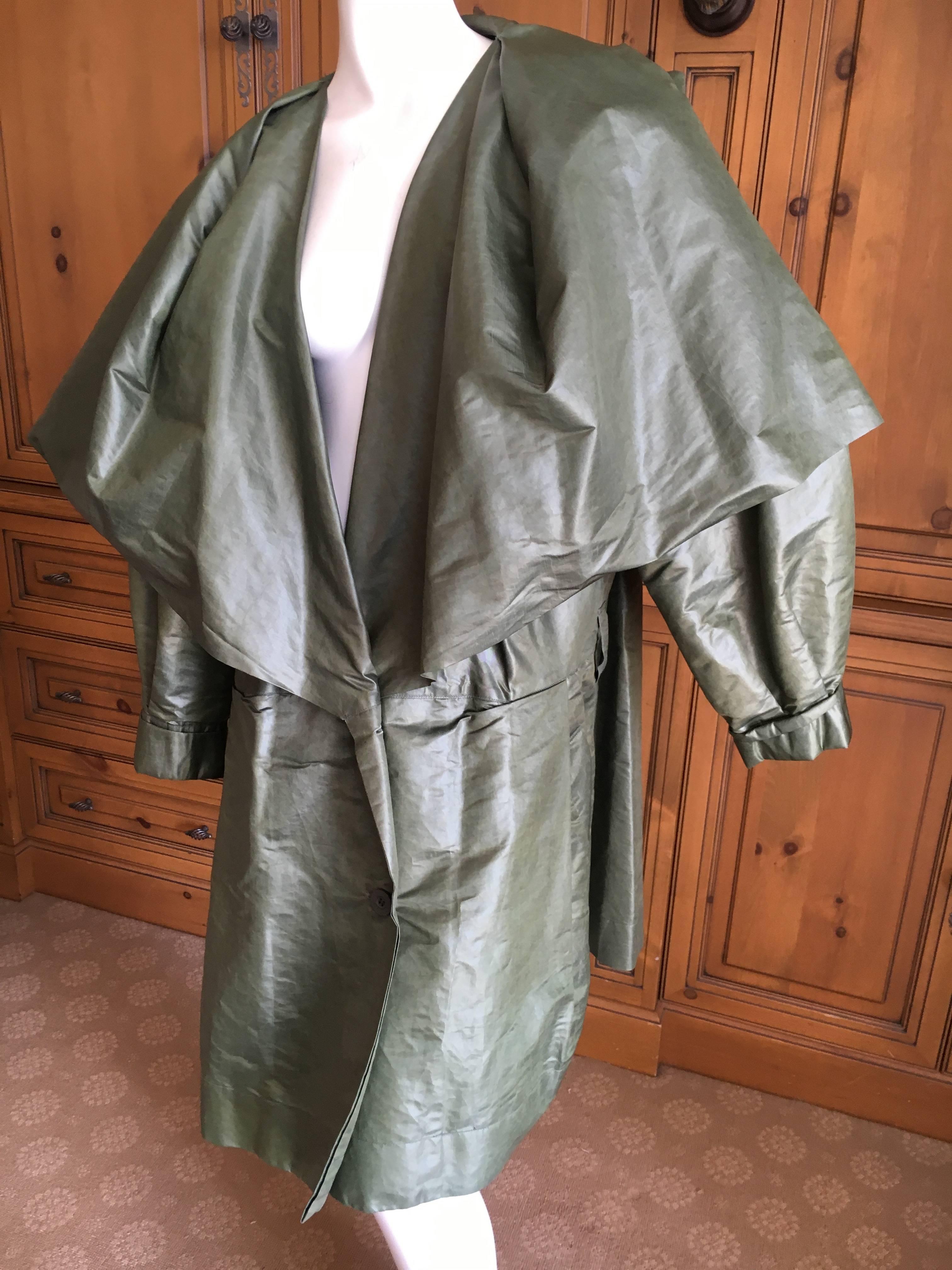 Issey Miyake 1980's Belted Double Breasted Trench Coat with Cape Collar For Sale 2