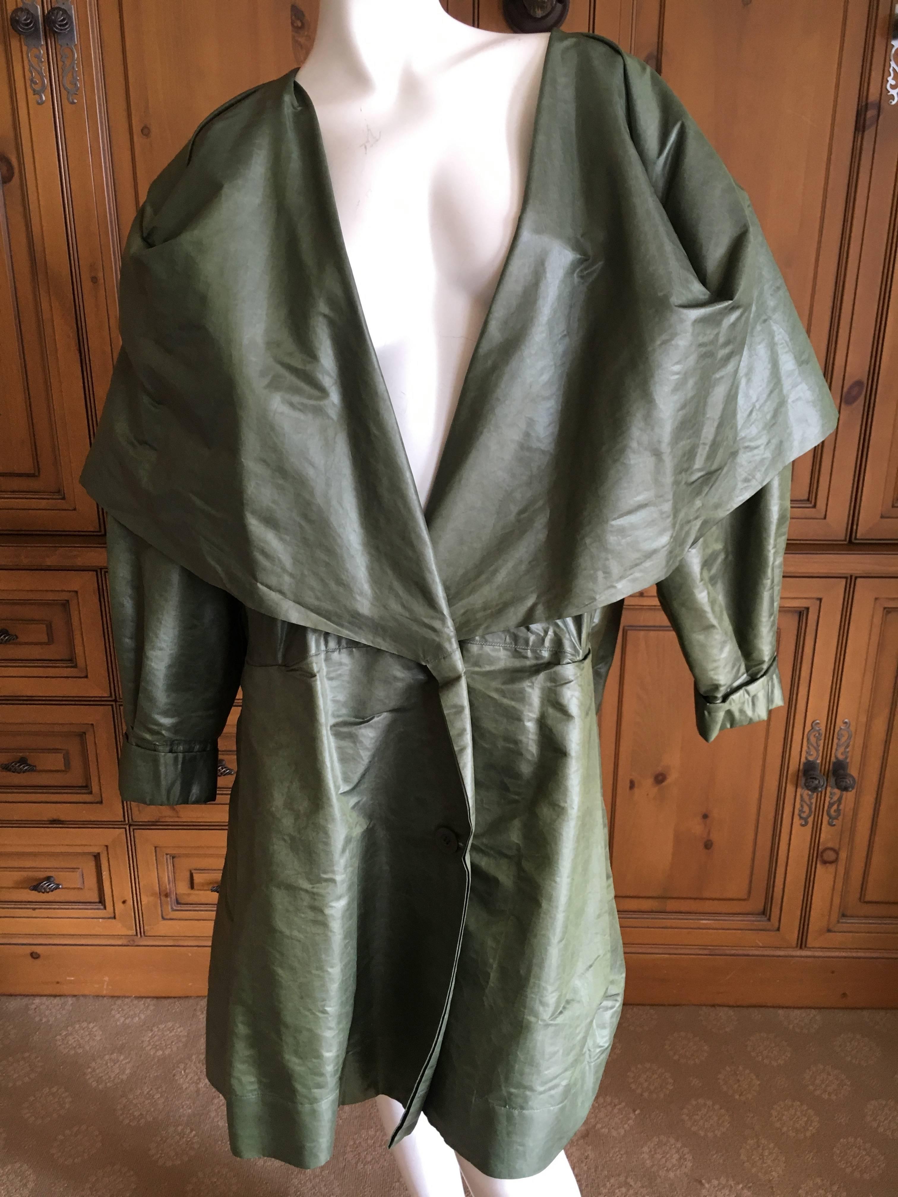 Issey Miyake 1980's Belted Double Breasted Trench Coat with Cape Collar For Sale 3