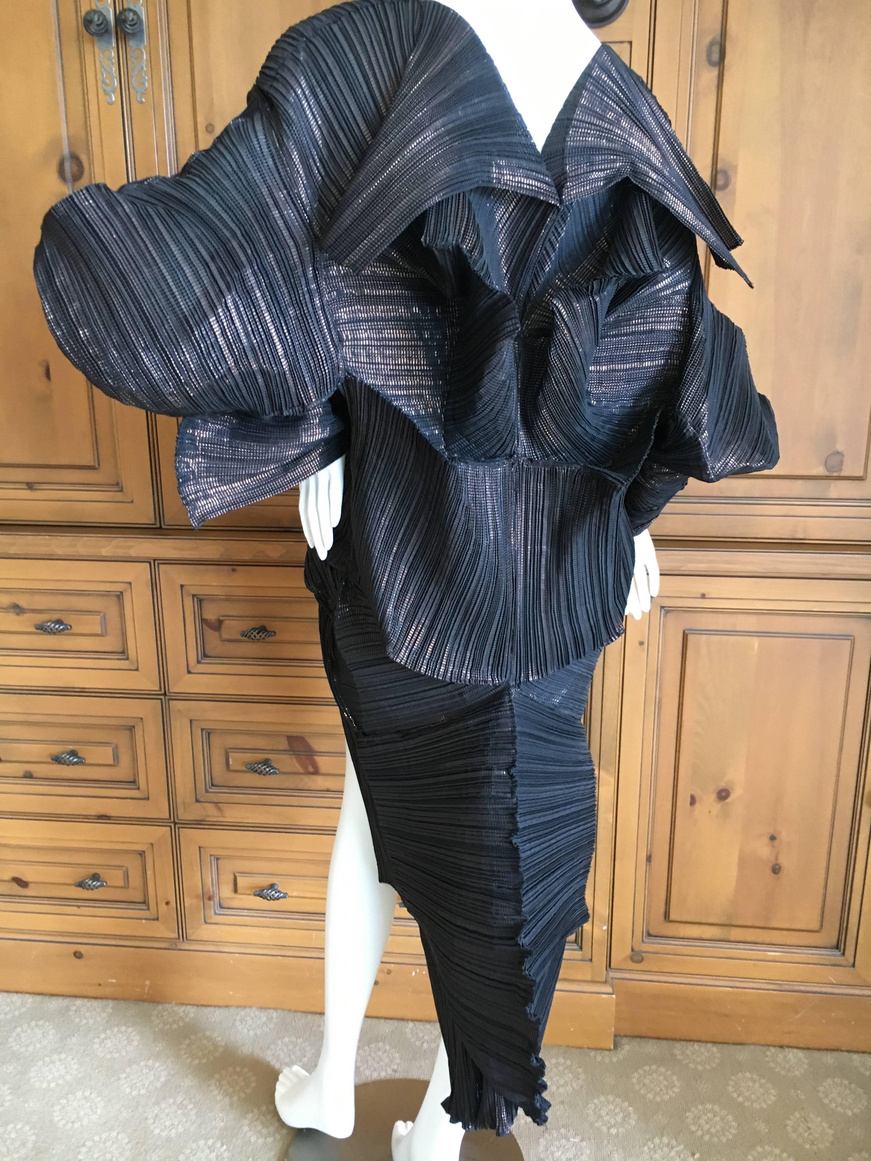 Issey Miyake Important Sculptural Black Vintage Dress For Sale 1