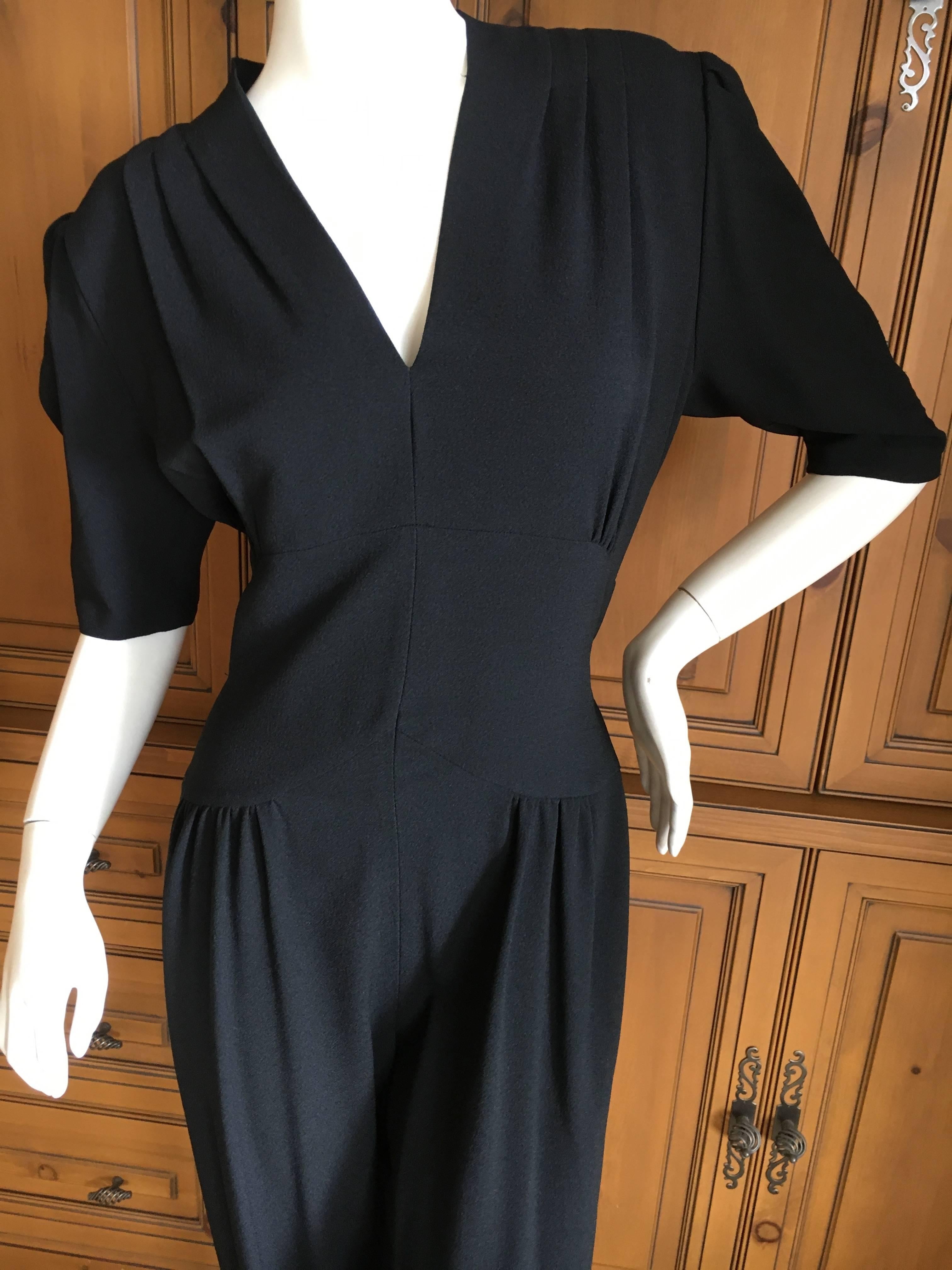 Norma Kamali Vintage Black Crepe 1930's Style Jumpsuit In Excellent Condition For Sale In Cloverdale, CA