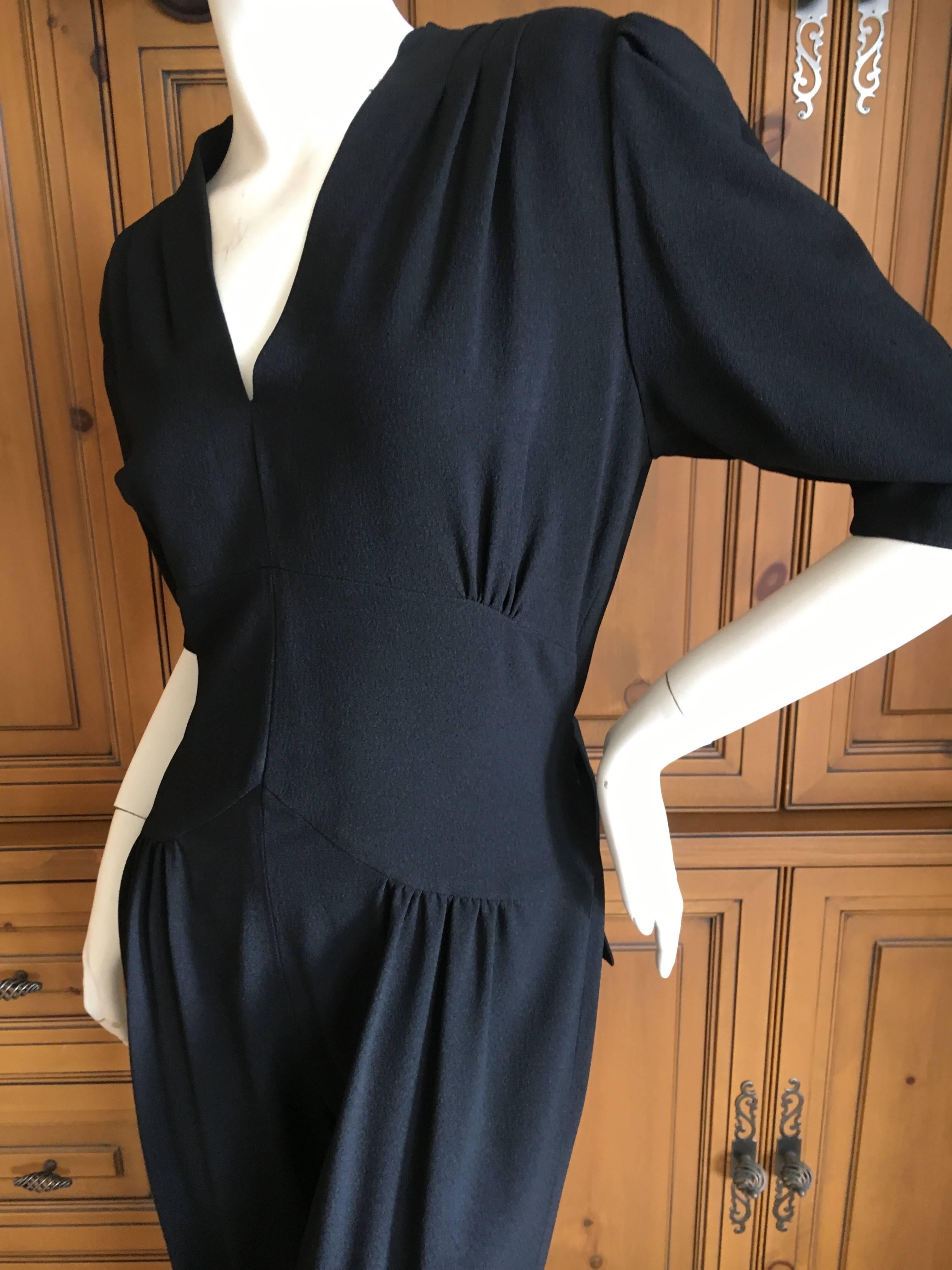 Women's Norma Kamali Vintage Black Crepe 1930's Style Jumpsuit For Sale